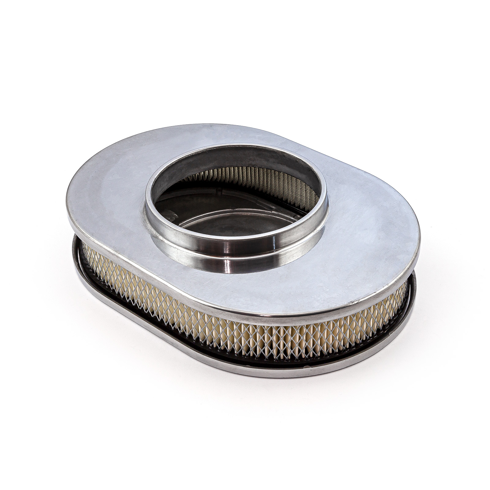 Speedmaster® PCE104.1005.02 12" x 2" Oval Ball Milled Polished Aluminum Air Cleaner Kit