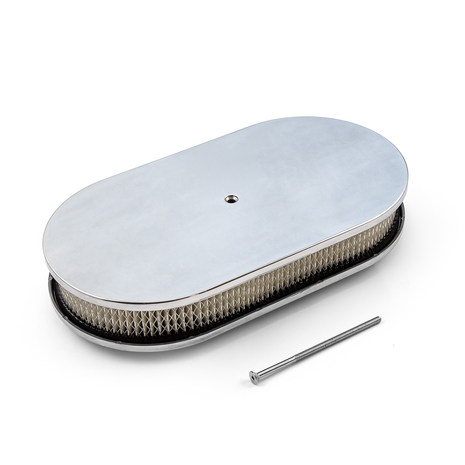 Speedmaster® PCE104.1010.01 15" x 2" Oval Plain Polished Aluminum Air Cleaner Kit