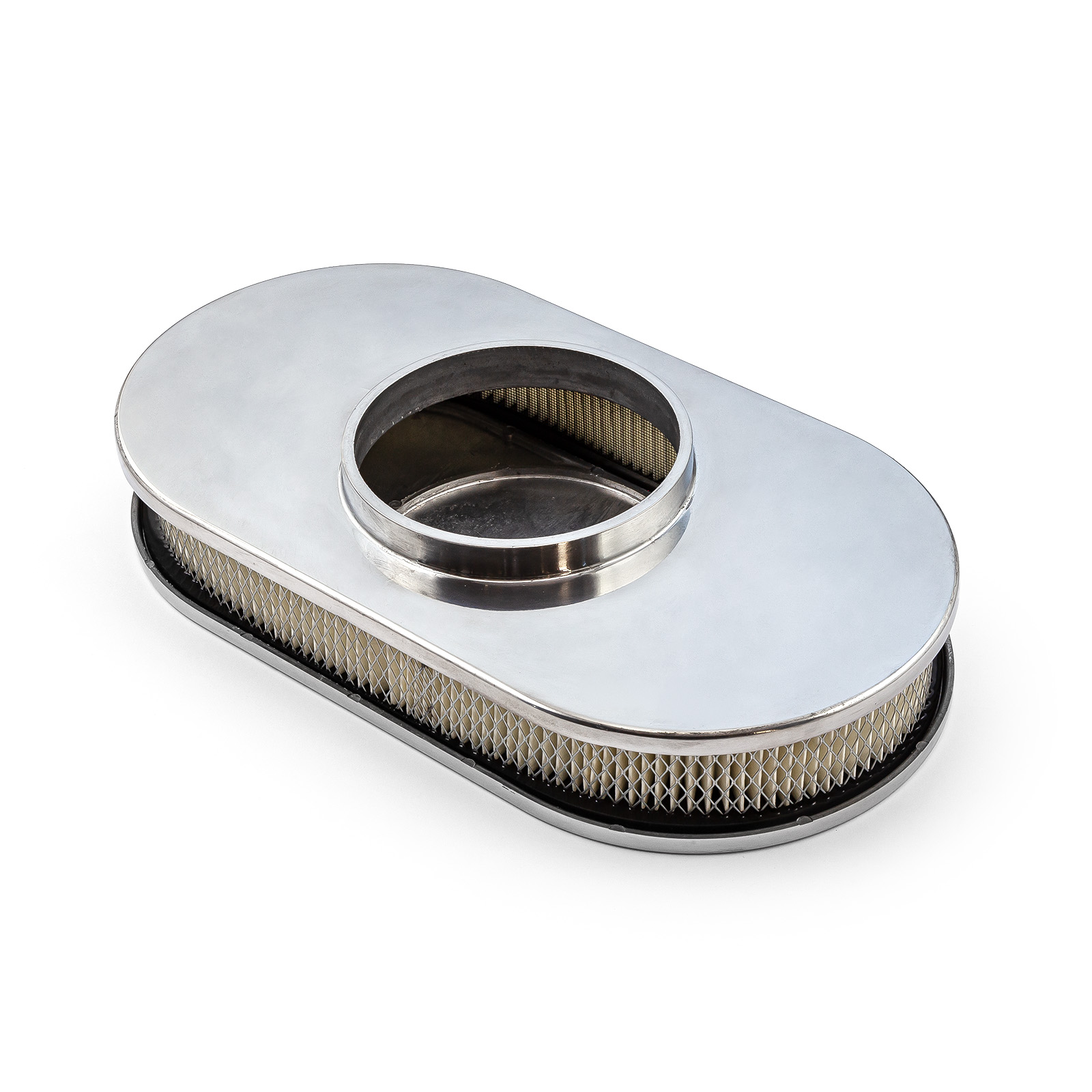 Speedmaster® PCE104.1010.01 15" x 2" Oval Plain Polished Aluminum Air Cleaner Kit