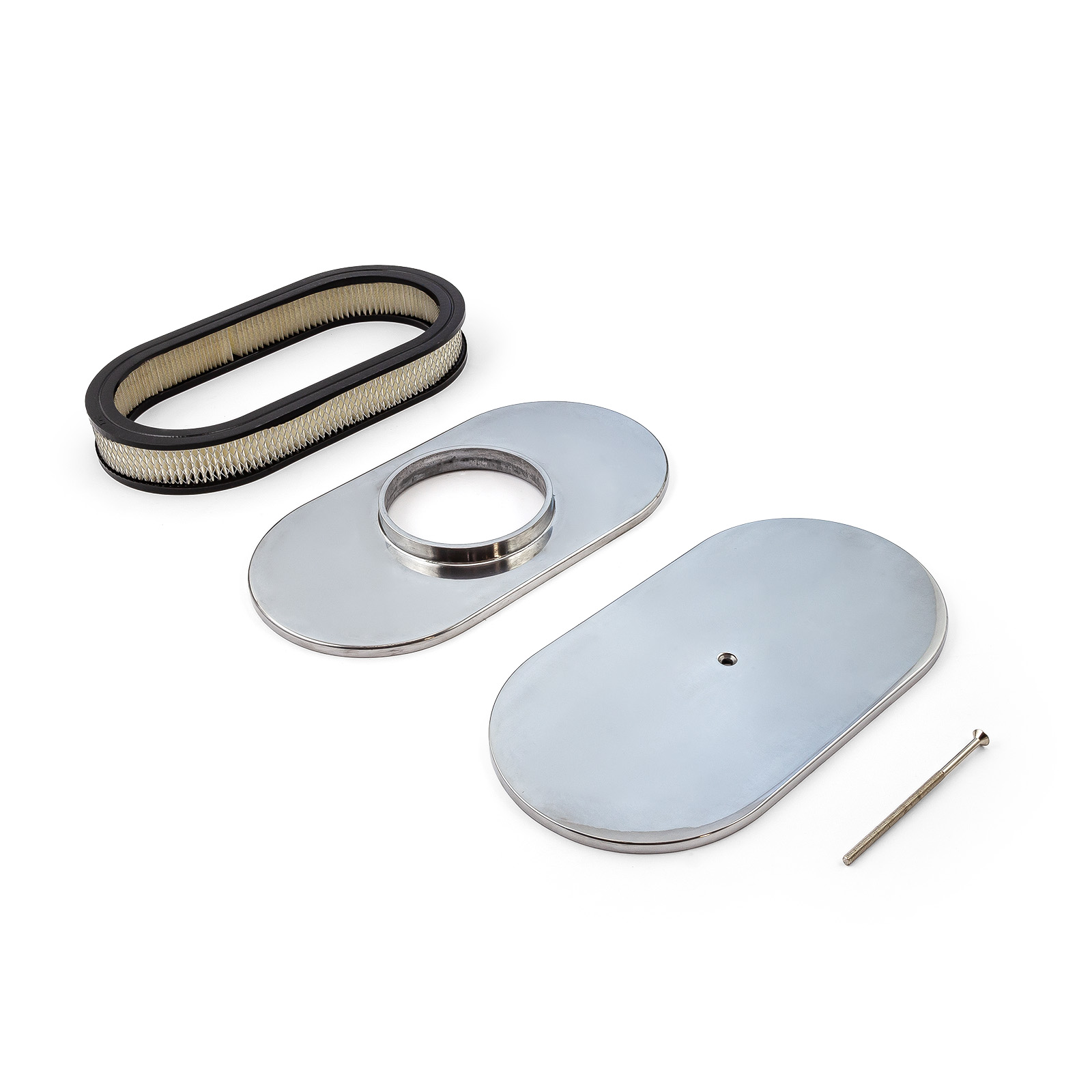 Speedmaster® PCE104.1010.01 15" x 2" Oval Plain Polished Aluminum Air Cleaner Kit
