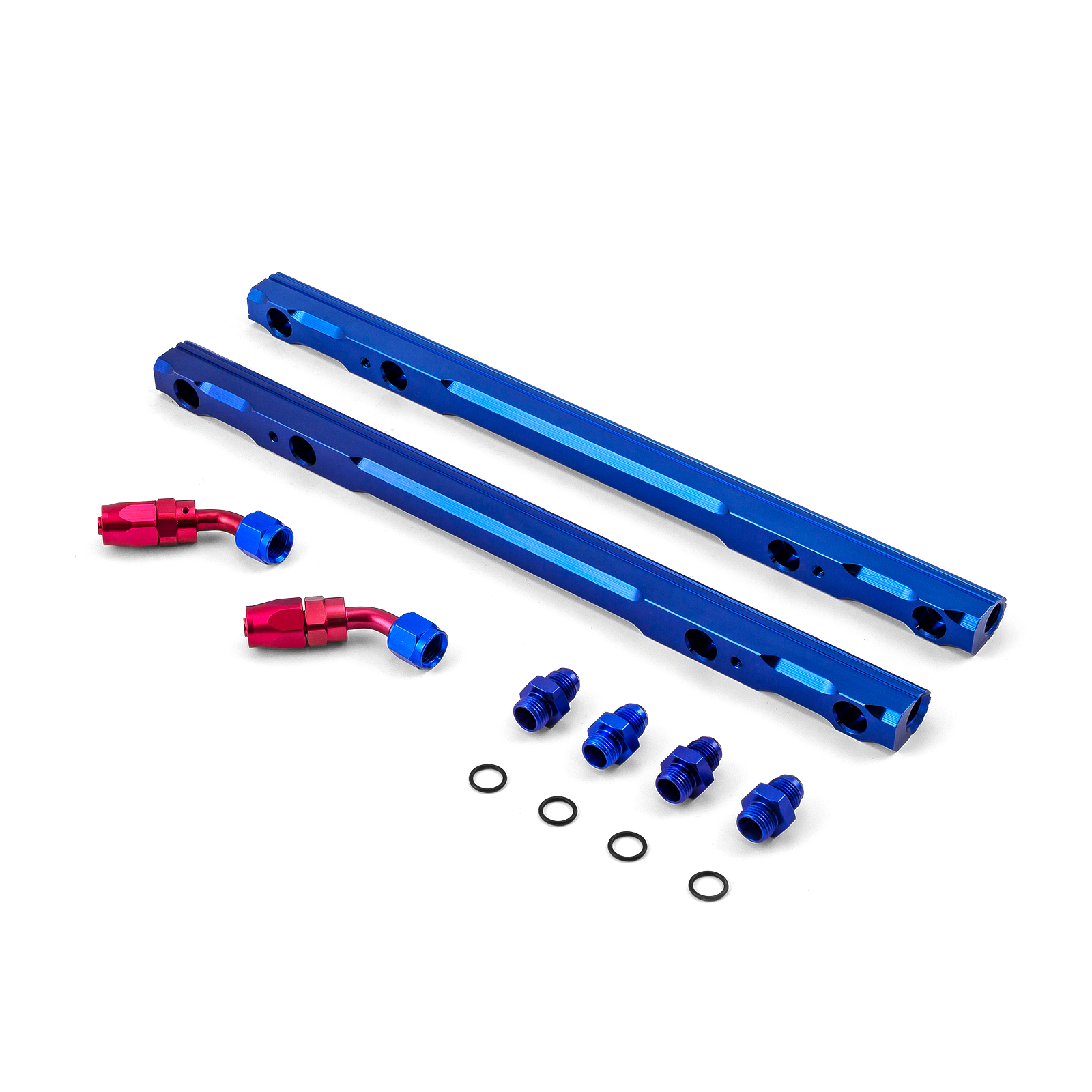 Speedmaster® PCE137.1014.03 Oldsmobile 400 425 455 Billet Aluminum Fuel Injector Rail Kit - Blue [MidRise Air]