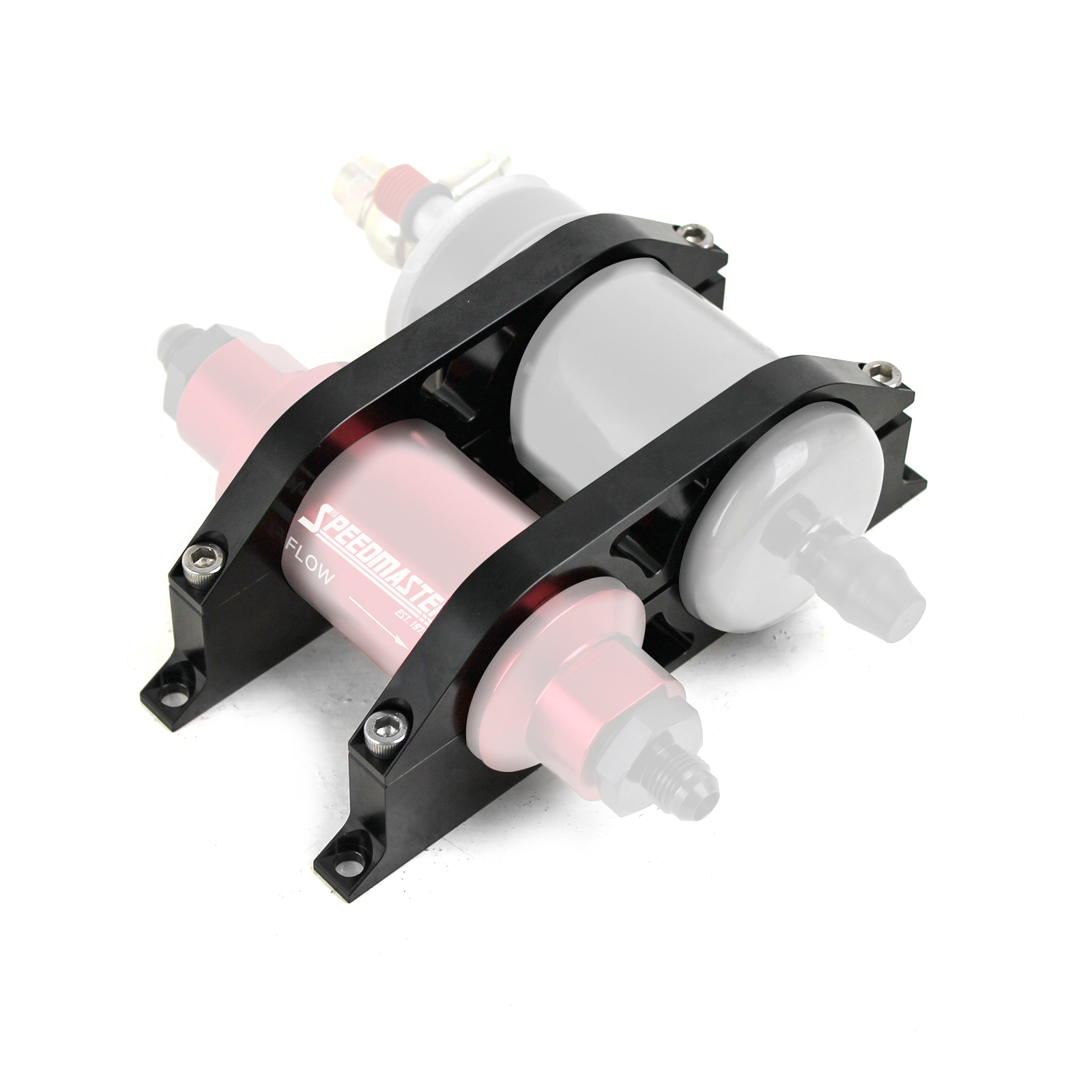 Speedmaster® PCE142.1005 044 EFI Fuel Pump & Filter Dual Mounting Bracket Set Black Anodized Aluminum
