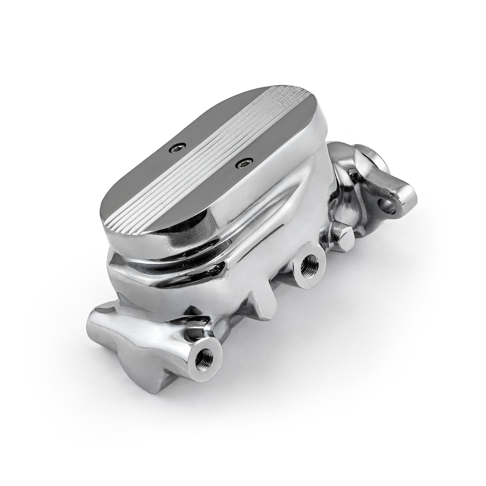 Universal Gm Finned Top Aluminum Brake Master Cylinder Chrome [1.125" Bore]