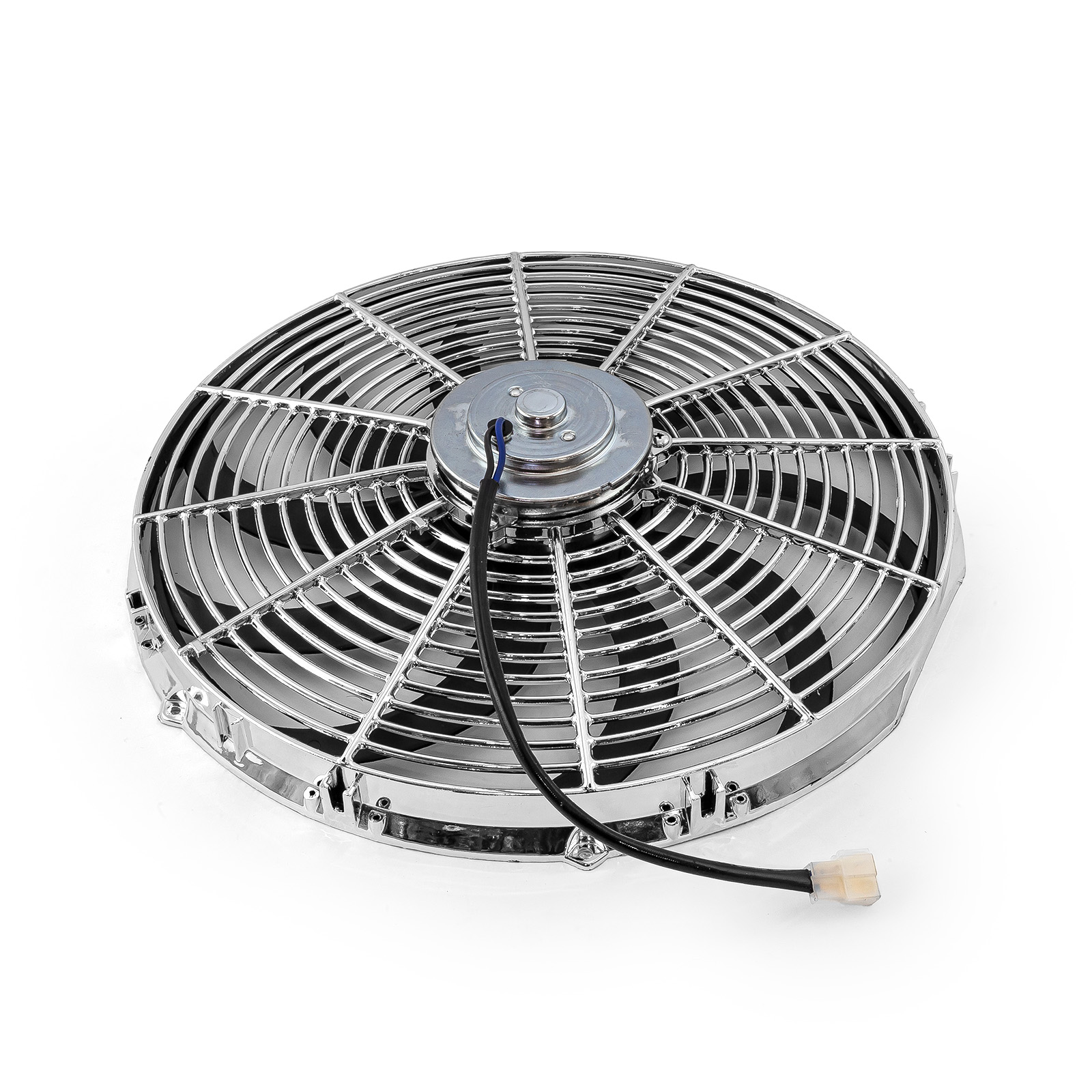 Speedmaster® PCE185.1016 16" Reversable 12V 'S' Blade Radiator Electric Thermo Fan - Big Motor Chrome