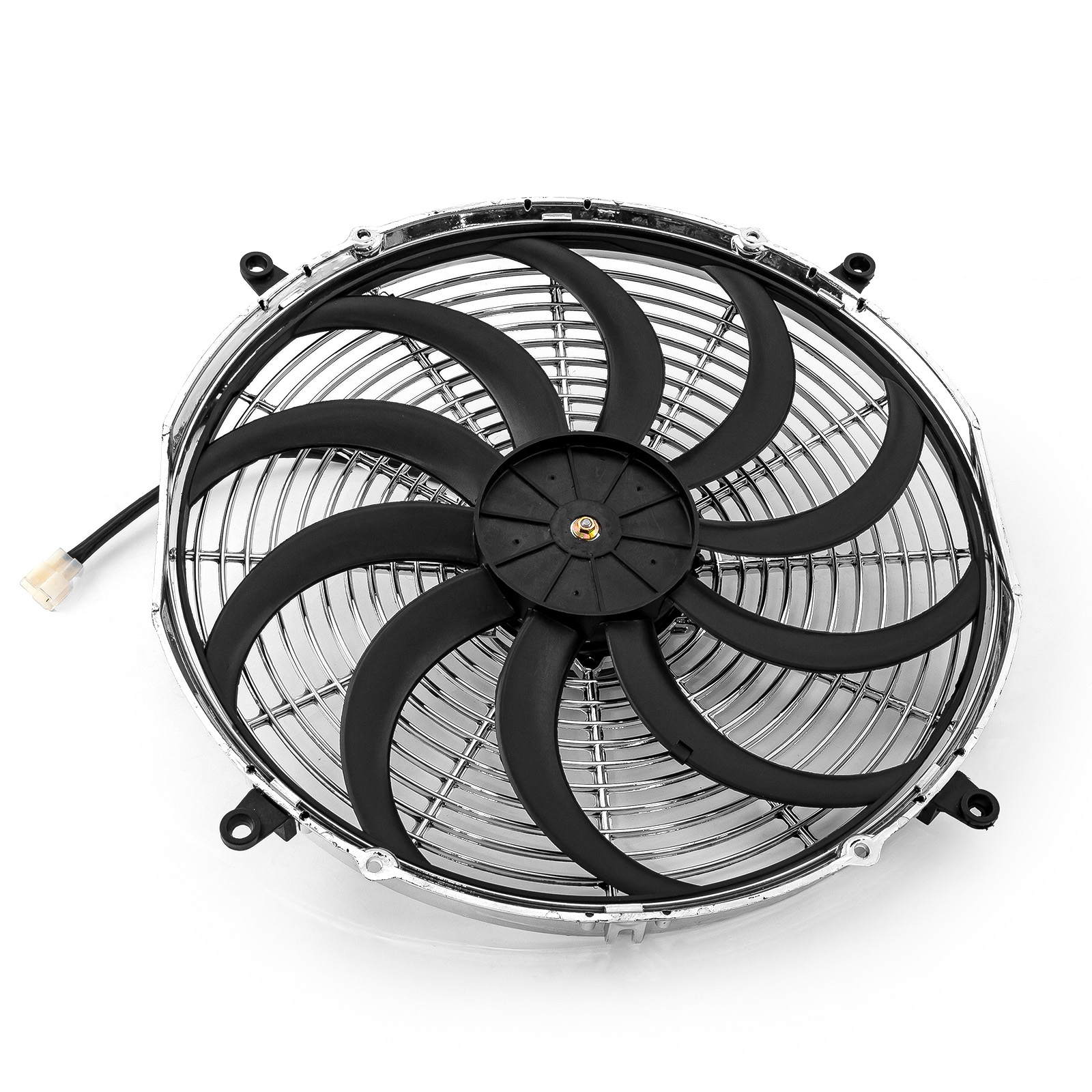 Speedmaster® PCE185.1016 16" Reversable 12V 'S' Blade Radiator Electric Thermo Fan - Big Motor Chrome