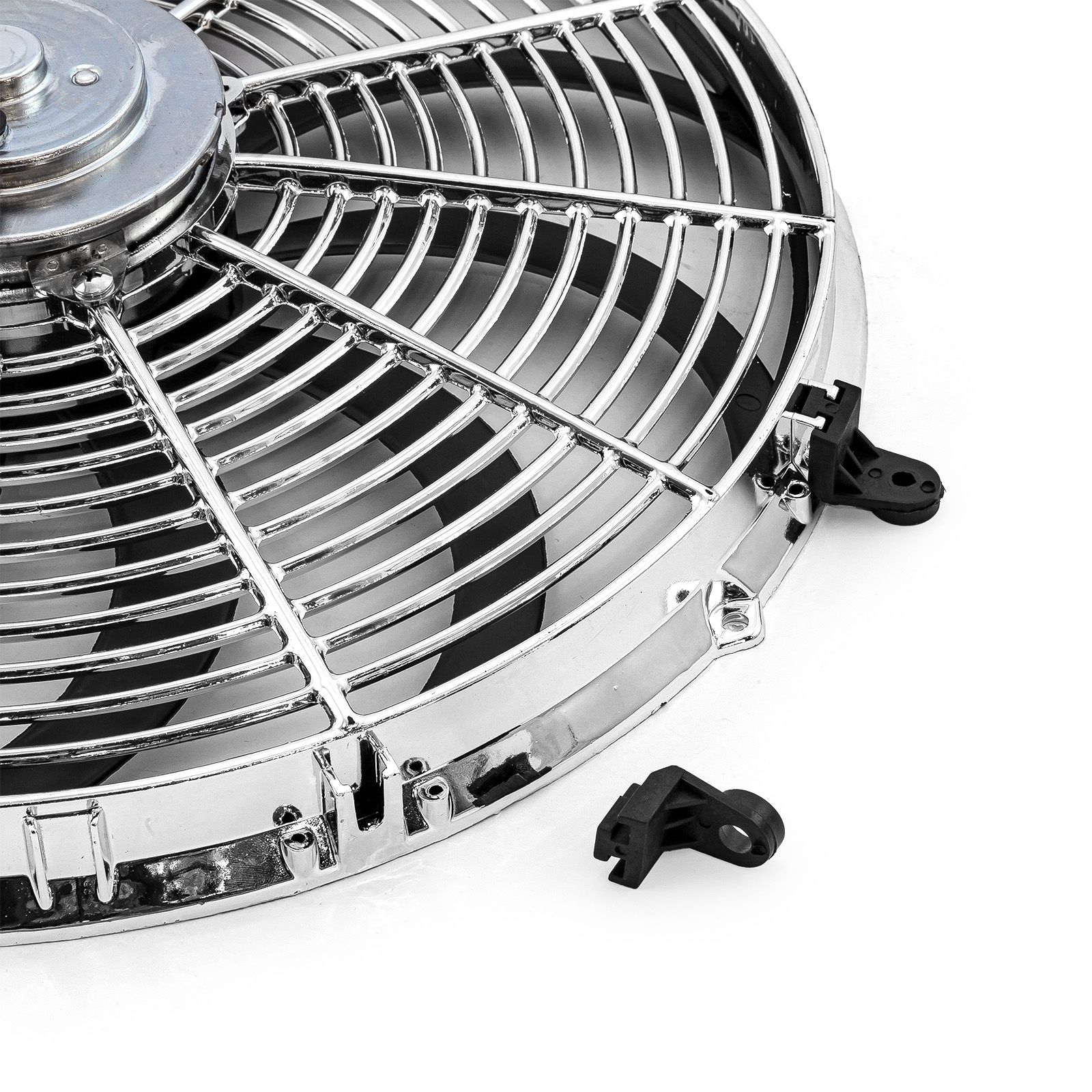 Speedmaster® PCE185.1016 16" Reversable 12V 'S' Blade Radiator Electric Thermo Fan - Big Motor Chrome