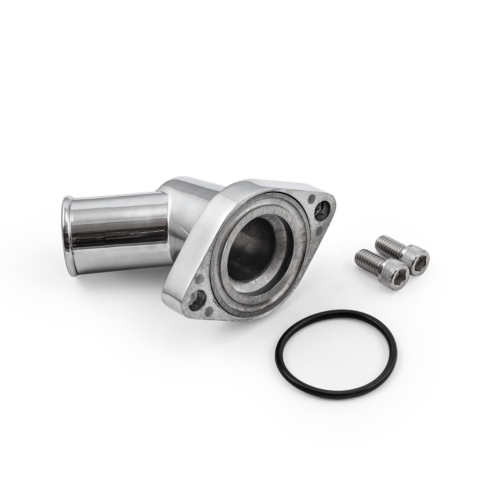 Speedmaster® PCE191.1006 Chevy SBC 350 45 Degree Swivel Aluminum Thermostat Housing Water Neck Polished