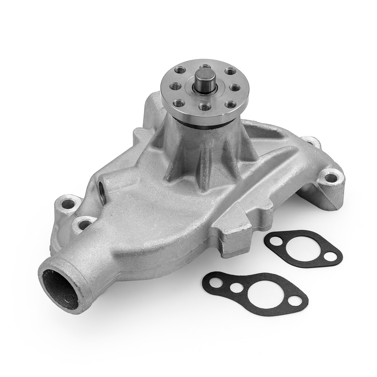 Speedmaster® PCE195.1083.05 Chevy SBC 350 High Volume Aluminum Assembled Short Water Pump with Heater Port [Satin]