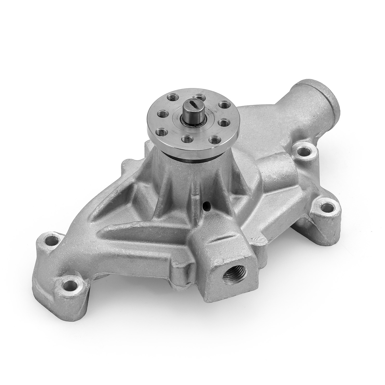 Speedmaster® PCE195.1083.05 Chevy SBC 350 High Volume Aluminum Assembled Short Water Pump with Heater Port [Satin]