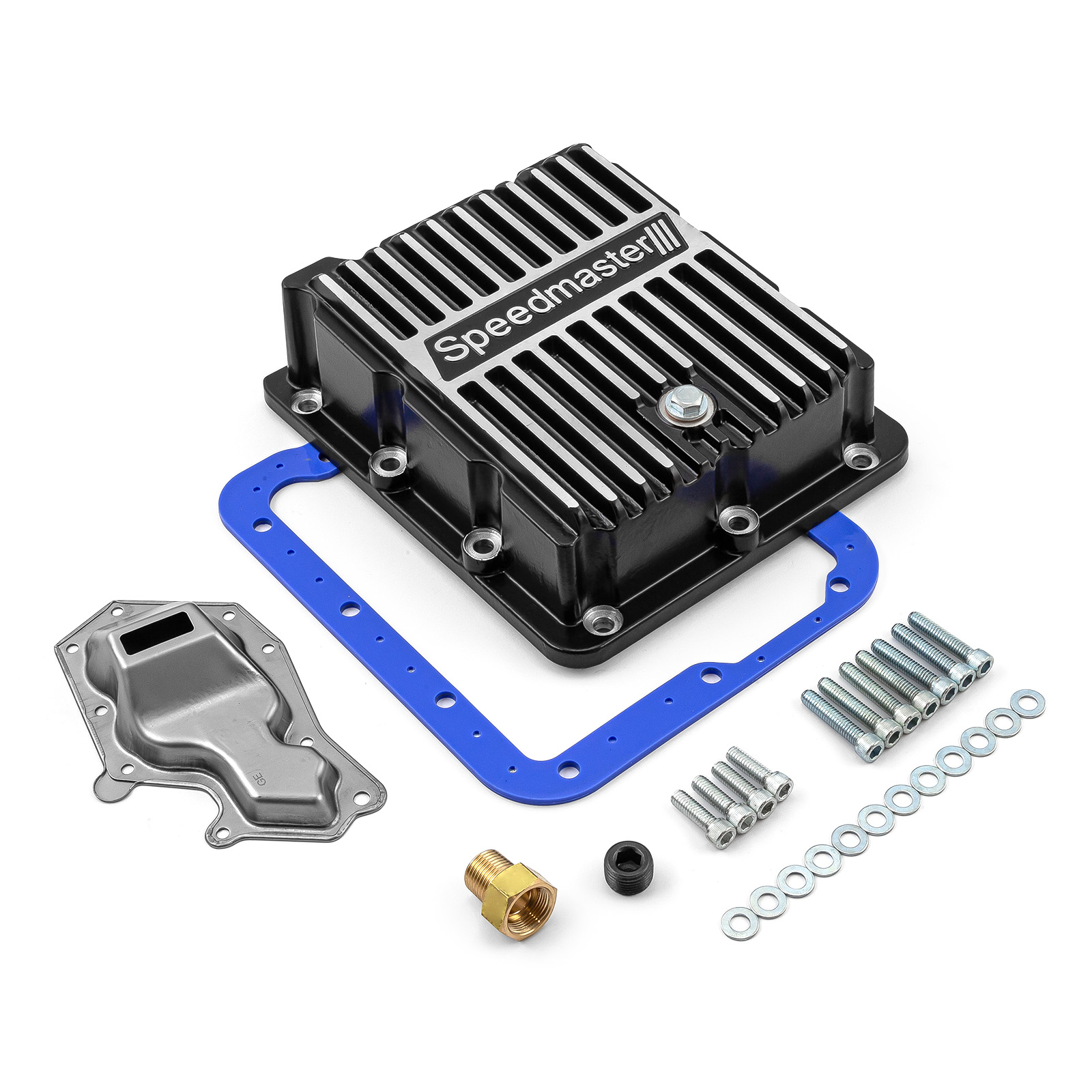 Speedmaster® PCE221.1022.02 Ford C4 High Volume Transmission Oil Pan Cast Aluminum Finned Black [1.750qt]