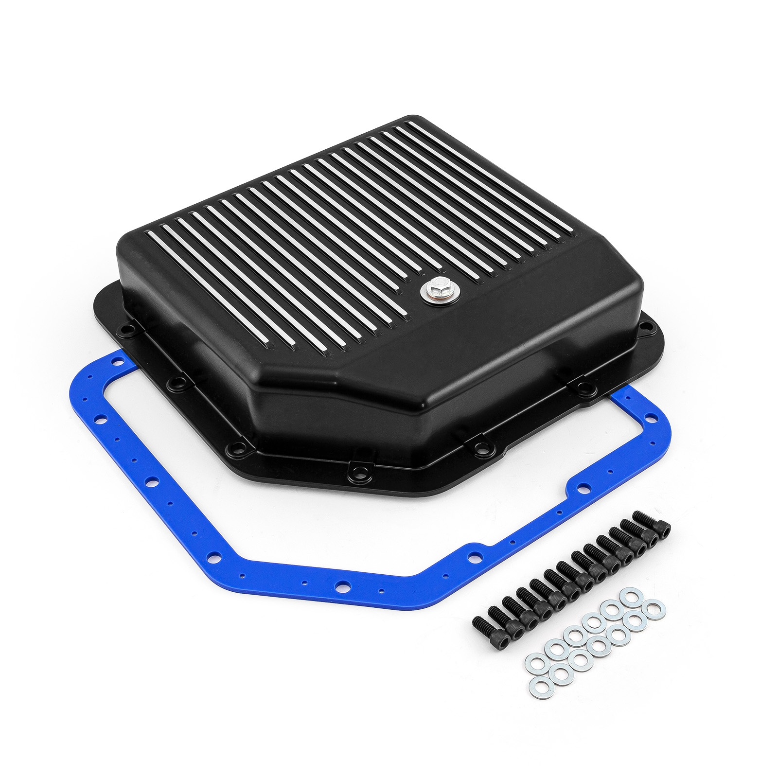GM Turbo TH350 Finned Black Extra Capacity Aluminum Transmission Oil Pan