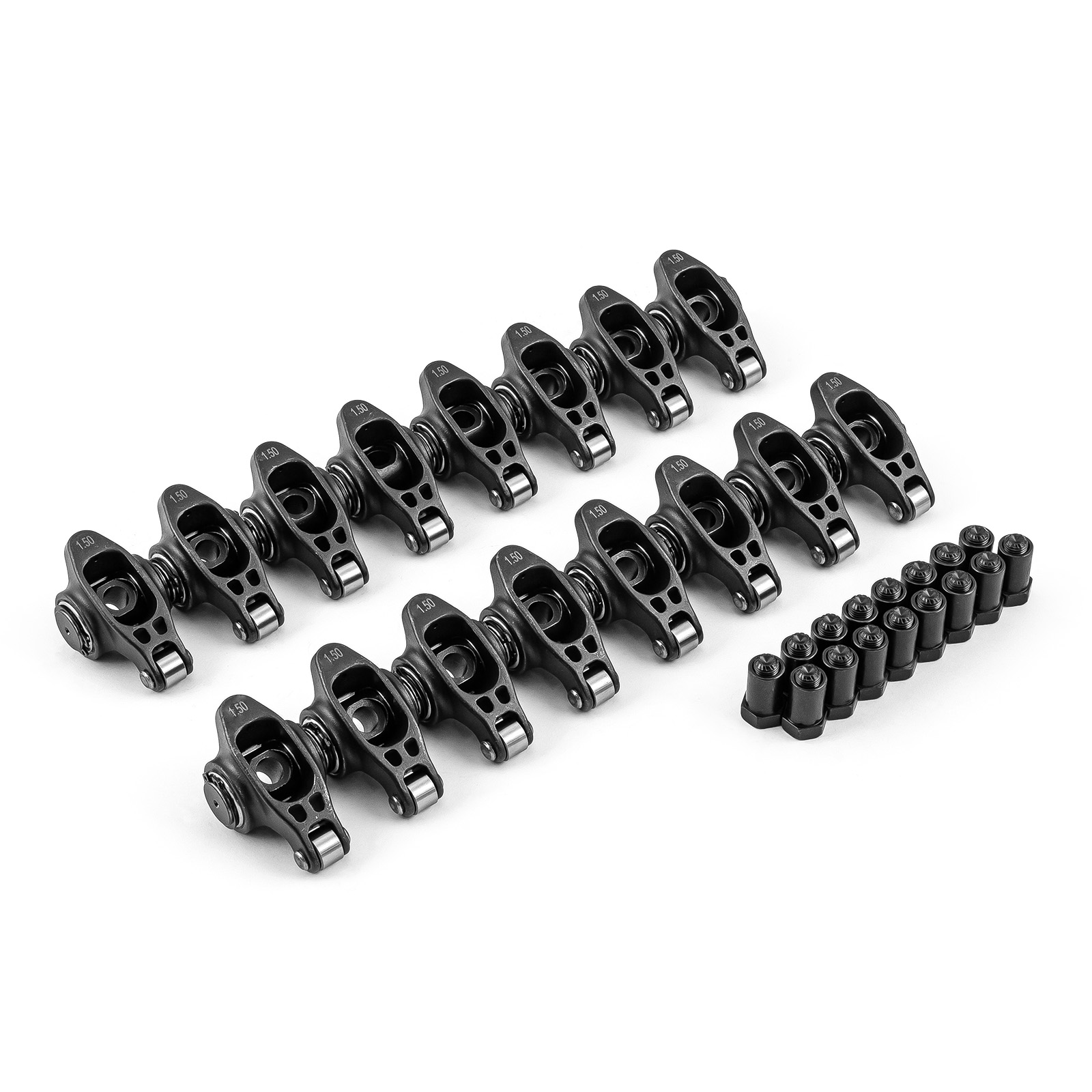 Speedmaster® PCE261.1160 Chevy SBC 350 1.5 Ratio 3/8" Ultra Black Chromoly Roller Rocker Arms Set