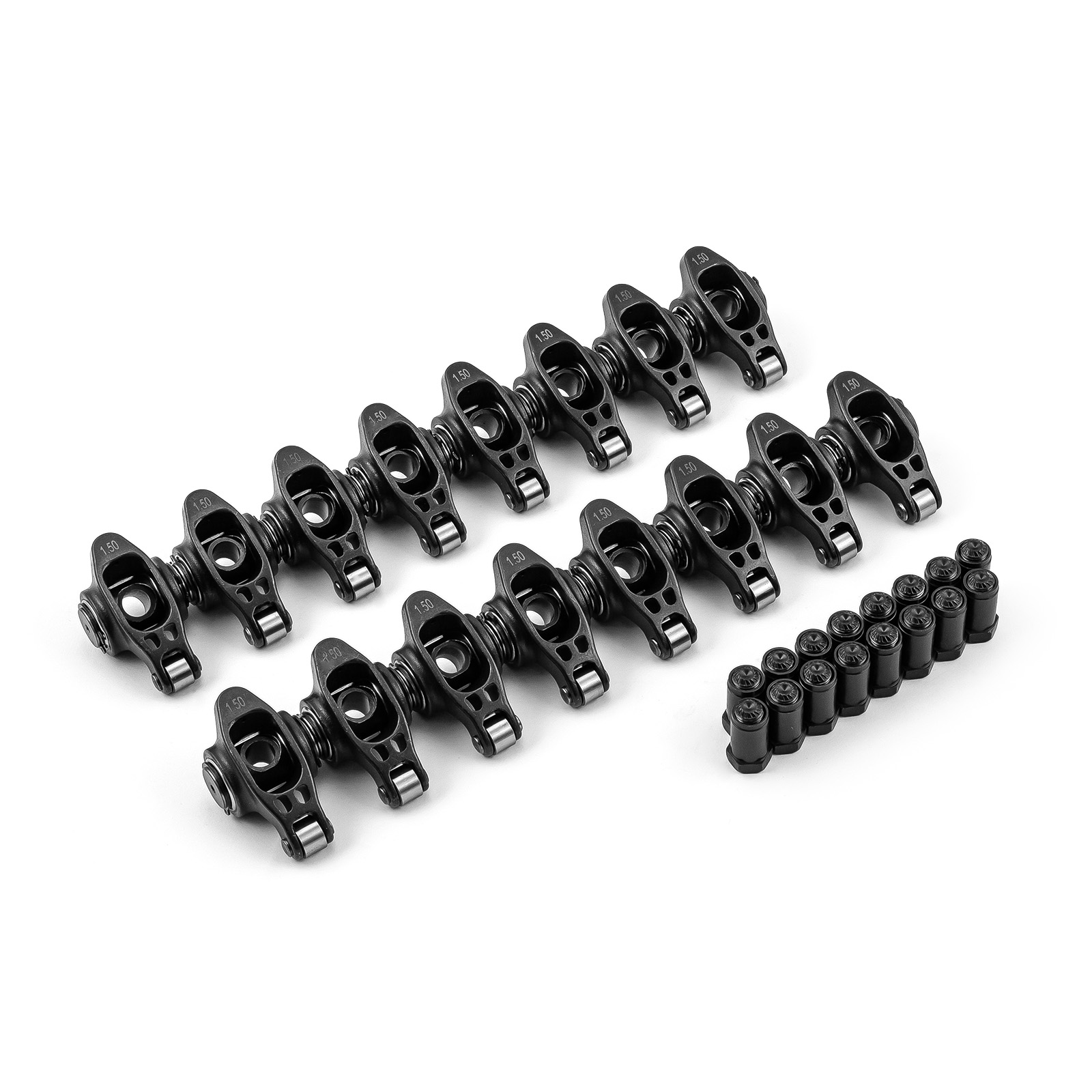 Speedmaster® PCE261.1161 Chevy SBC 350 1.5 Ratio 7/16" Ultra Black Chromoly Roller Rocker Arms Set