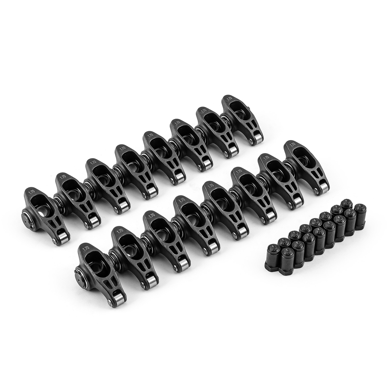 Speedmaster® PCE261.1164 Chevy BBC 454 1.7 Ratio 7/16" Ultra Black Chromoly Roller Rocker Arms Set