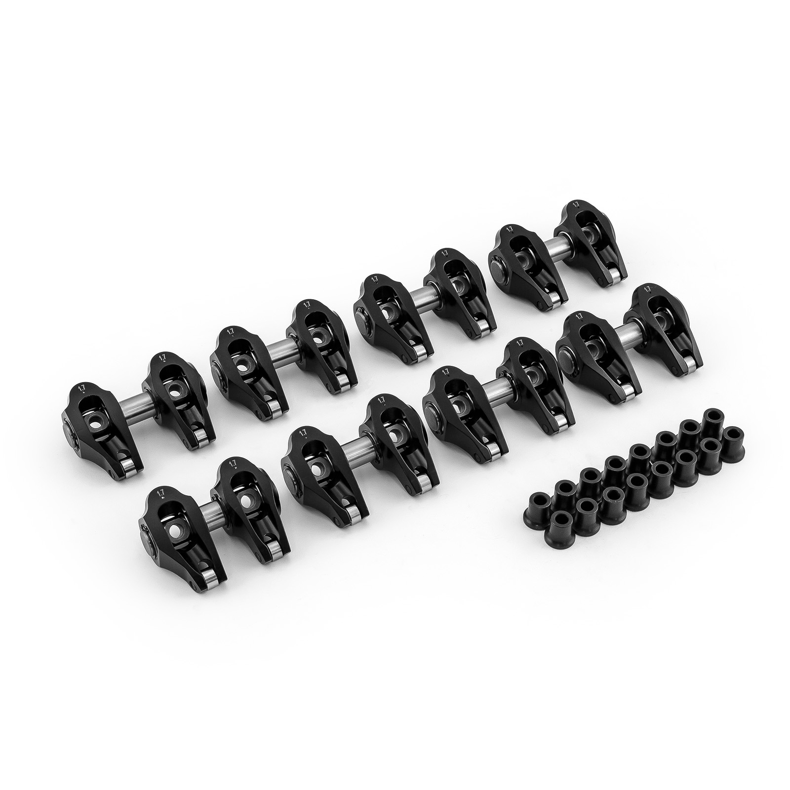 Speedmaster® PCE261.1253.02 Chevy LS3 1.7 Ratio Aluminum Pedestal Mount Roller Rocker Arm Set Black