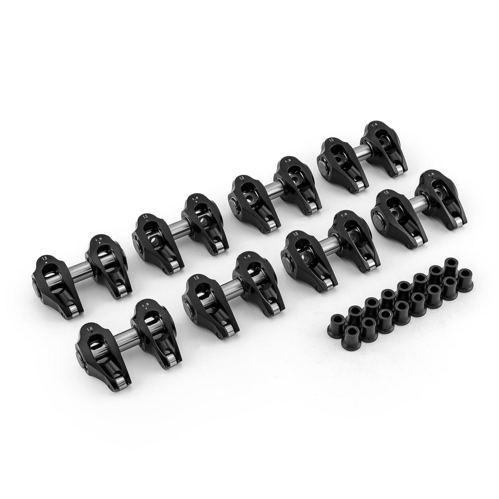 Speedmaster® PCE261.1254.02 Chevy LS3 1.8 Ratio Aluminum Pedestal Mount Roller Rocker Arm Set Black