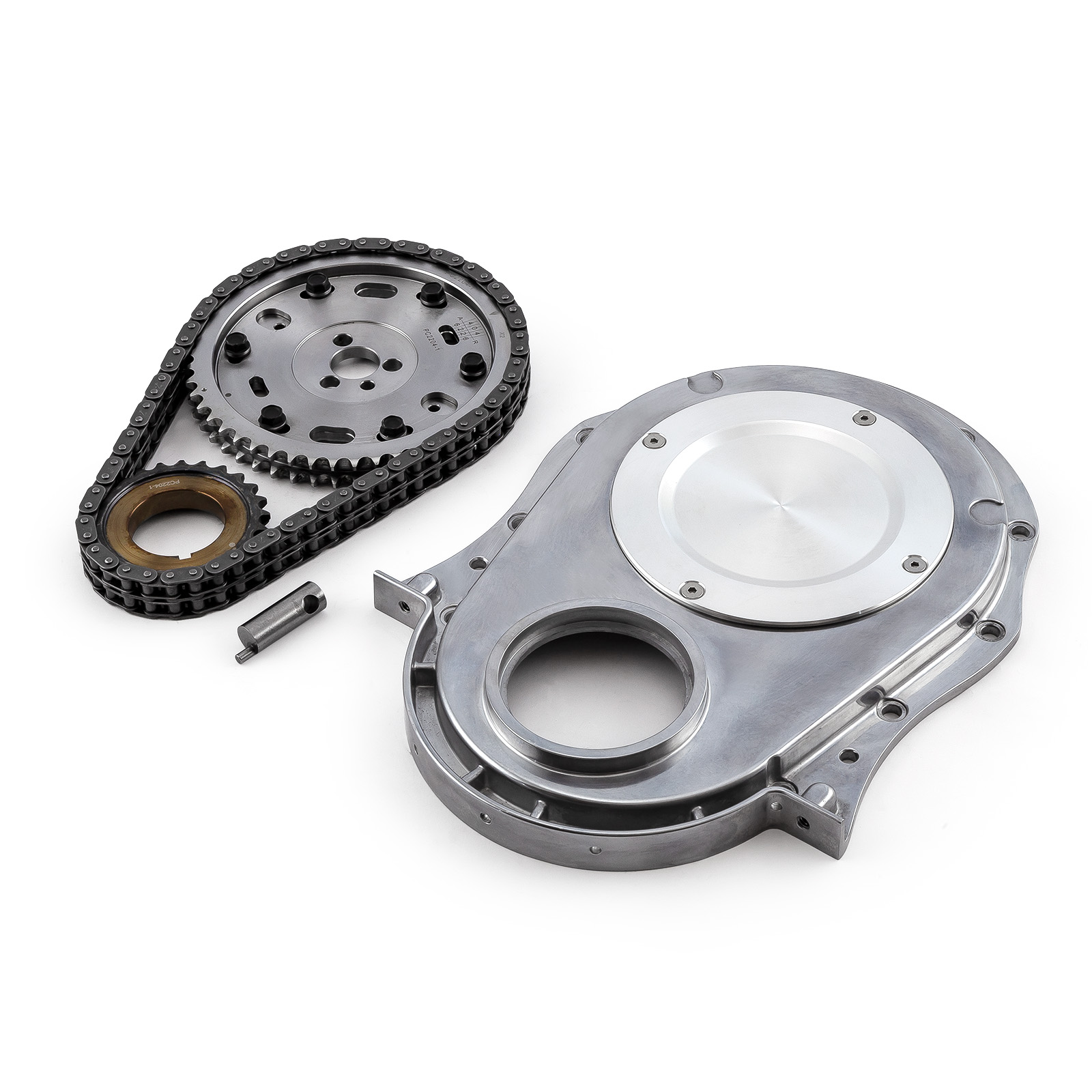 Chevy BBC 454 Double Roller 2pc Adj Billet Steel Timing Chain & Cover Kit