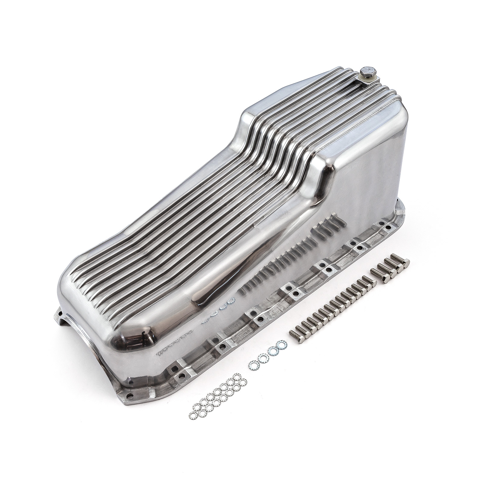 Chevy SBC 350 2Pcs Rms 1955-79 D/Side Polished Finned Aluminum Oil Pan