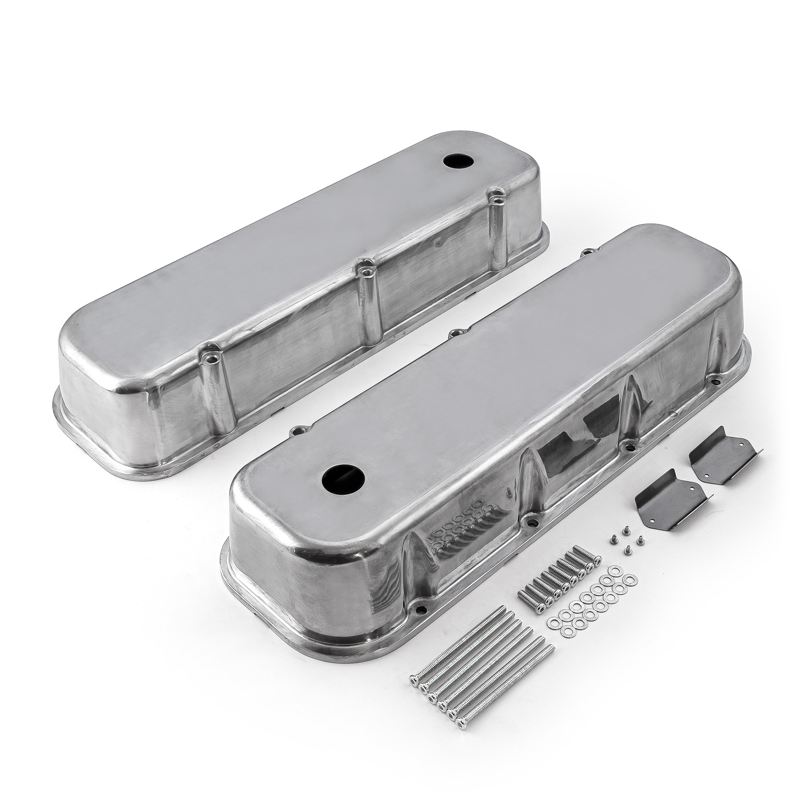 Speedmaster® PCE314.1028.01 Chevy BBC 454 Polished Aluminum Plain Valve Cover - Tall w/ Hole