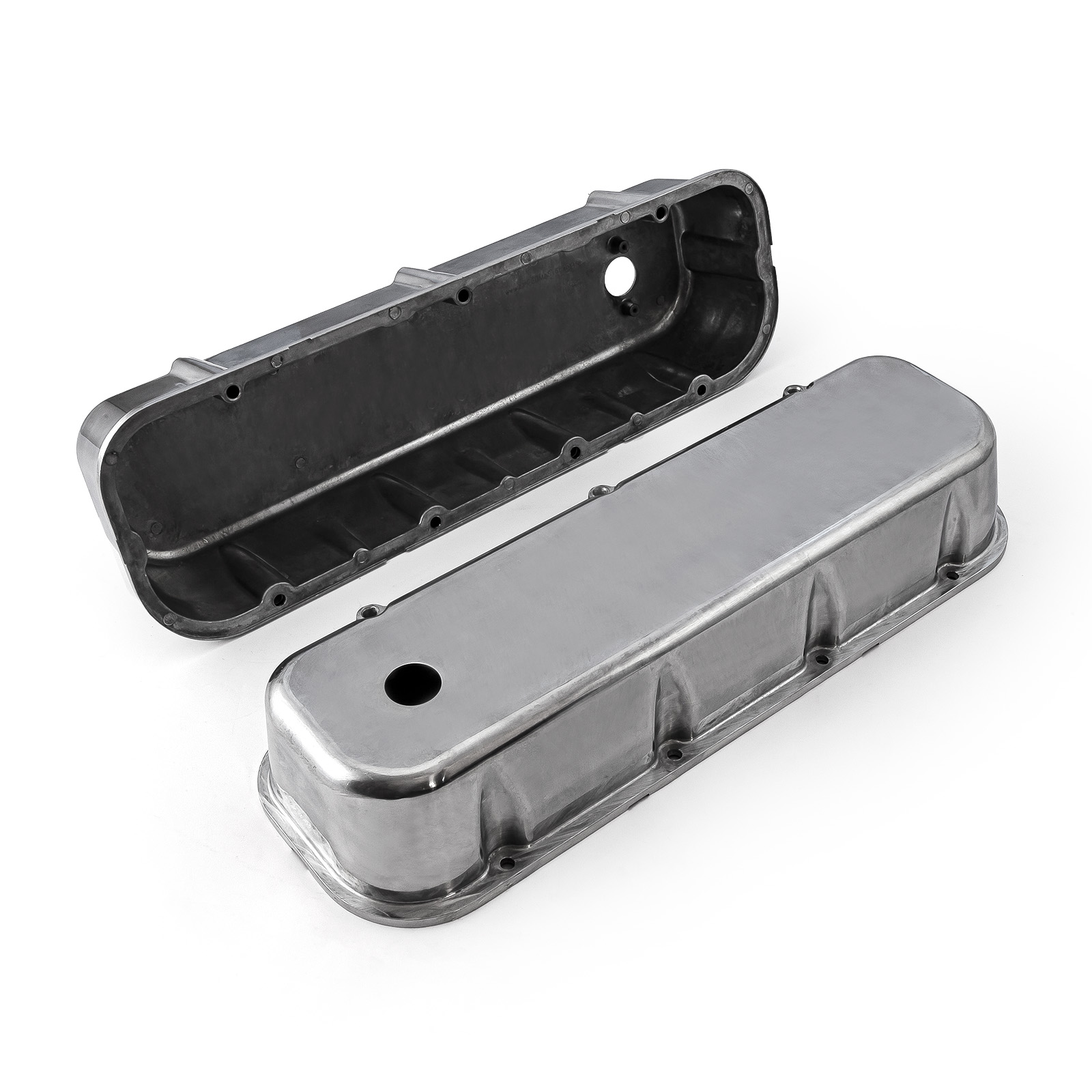 Speedmaster® PCE314.1028.01 Chevy BBC 454 Polished Aluminum Plain Valve Cover - Tall w/ Hole