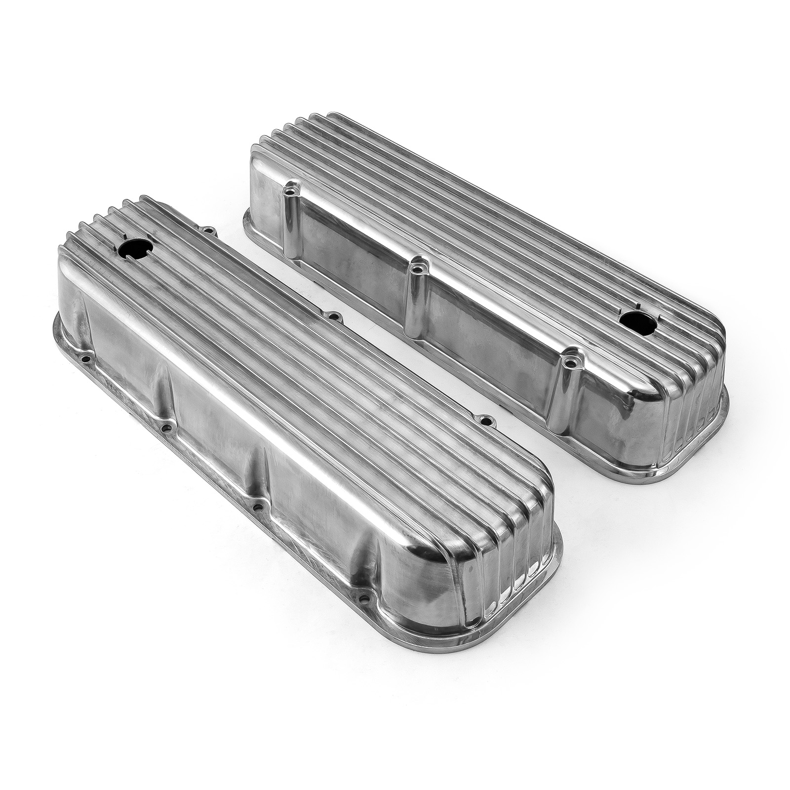 Speedmaster® PCE314.1028.04 Chevy BBC 454 Nostalgic Finned Aluminum Valve Covers - Tall w/ Hole