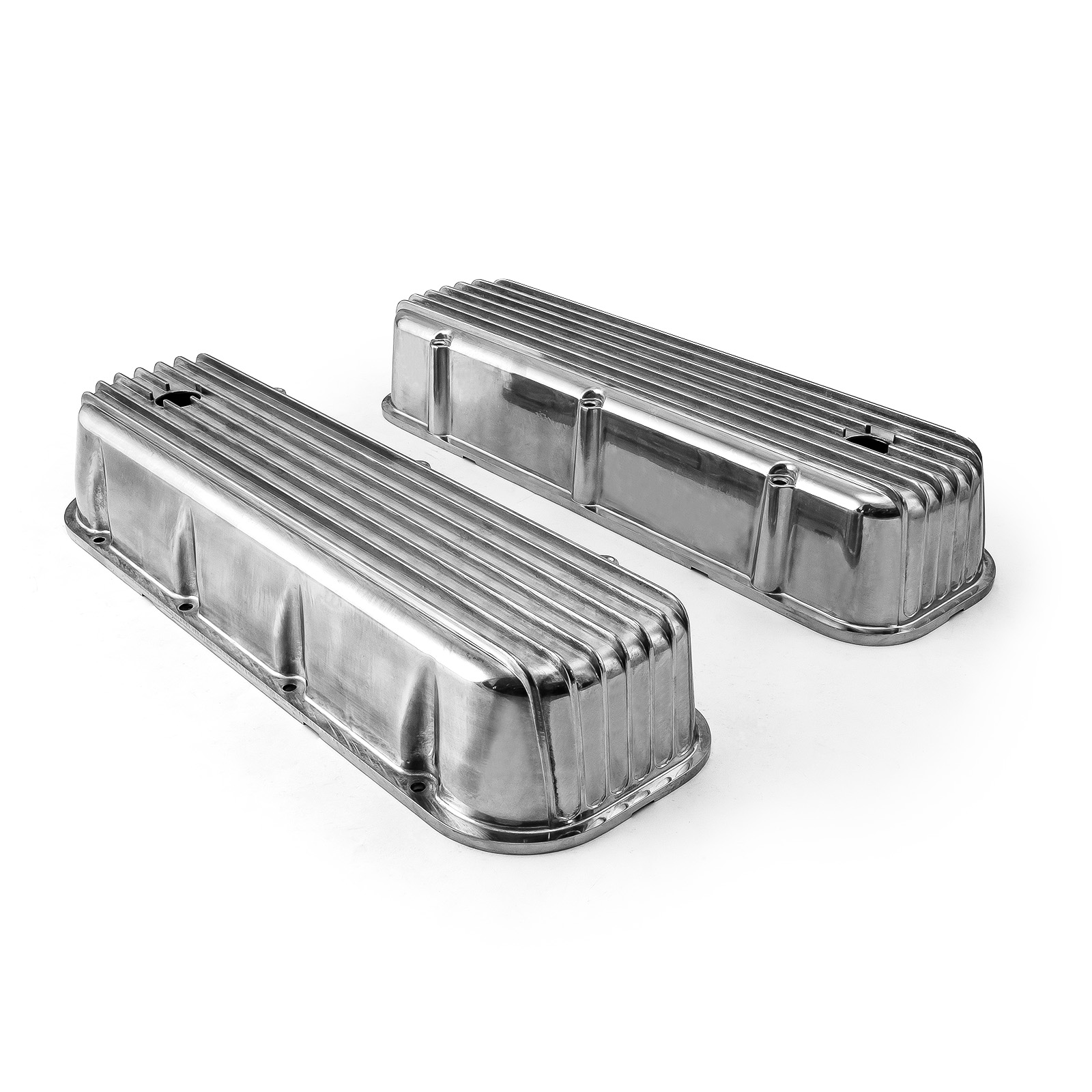 Speedmaster® PCE314.1028.04 Chevy BBC 454 Nostalgic Finned Aluminum Valve Covers - Tall w/ Hole