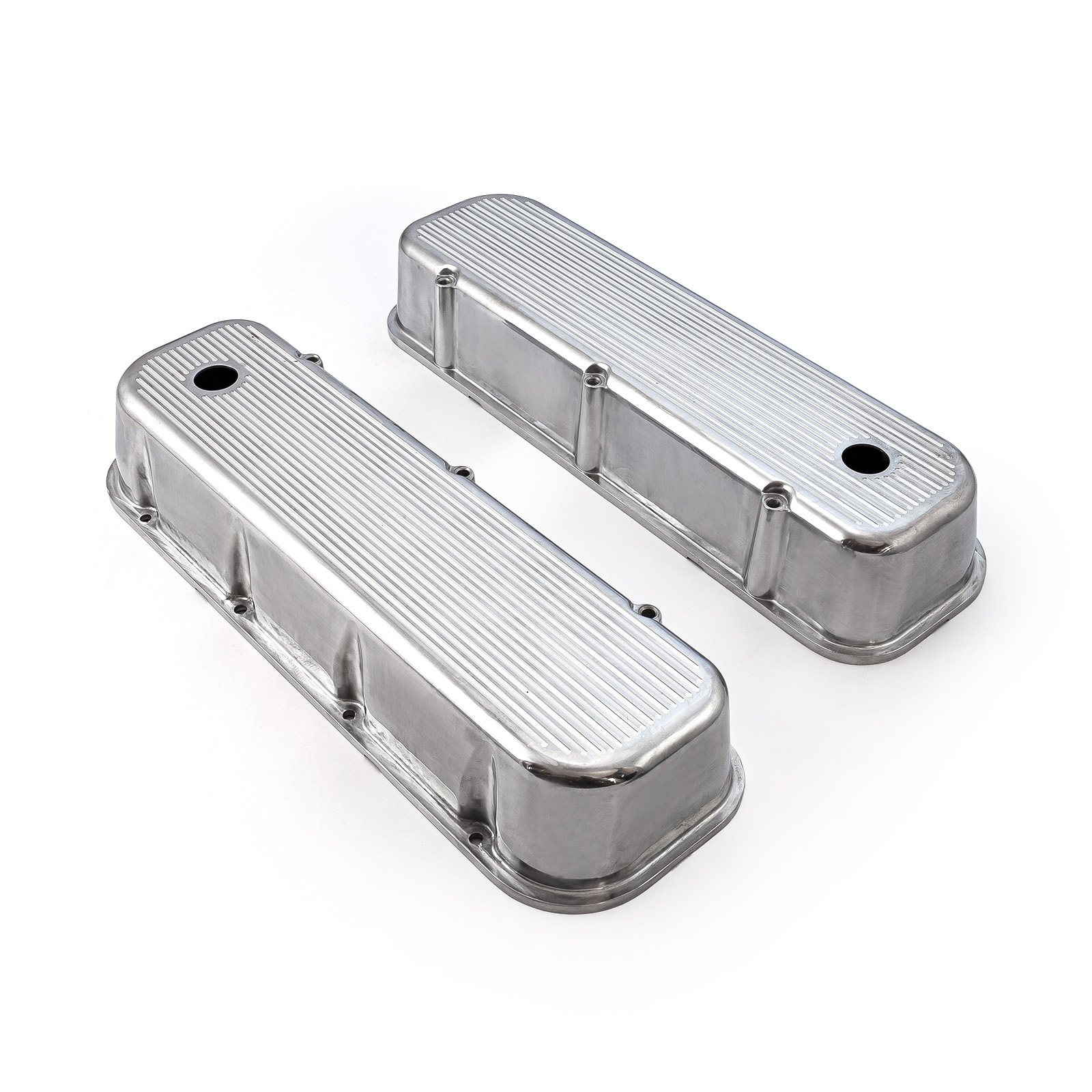 Speedmaster® PCE314.1028.07 Chevy BBC 454 Polished Aluminum Ball Milled Valve Covers - Tall w/ Hole