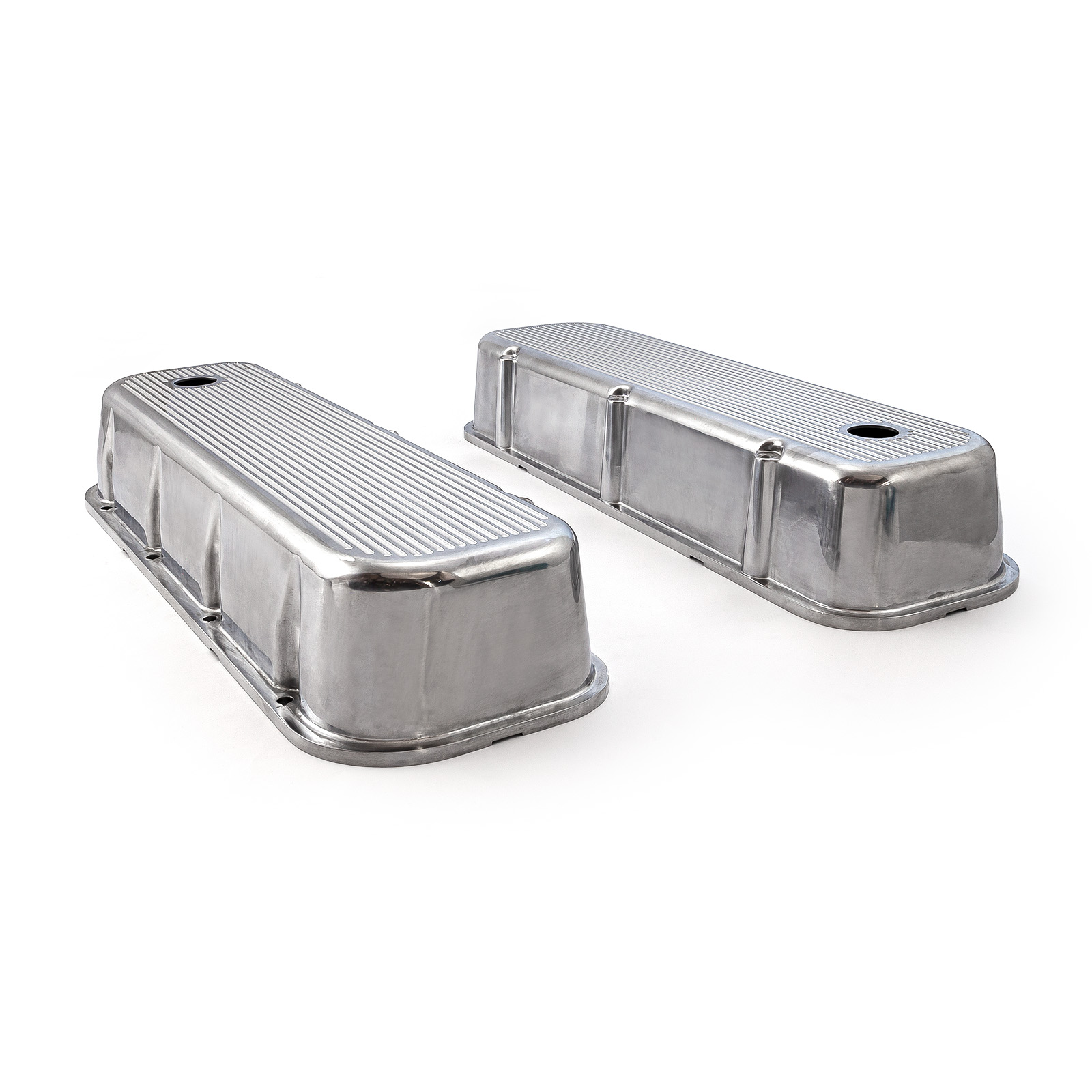 Speedmaster® PCE314.1028.07 Chevy BBC 454 Polished Aluminum Ball Milled Valve Covers - Tall w/ Hole