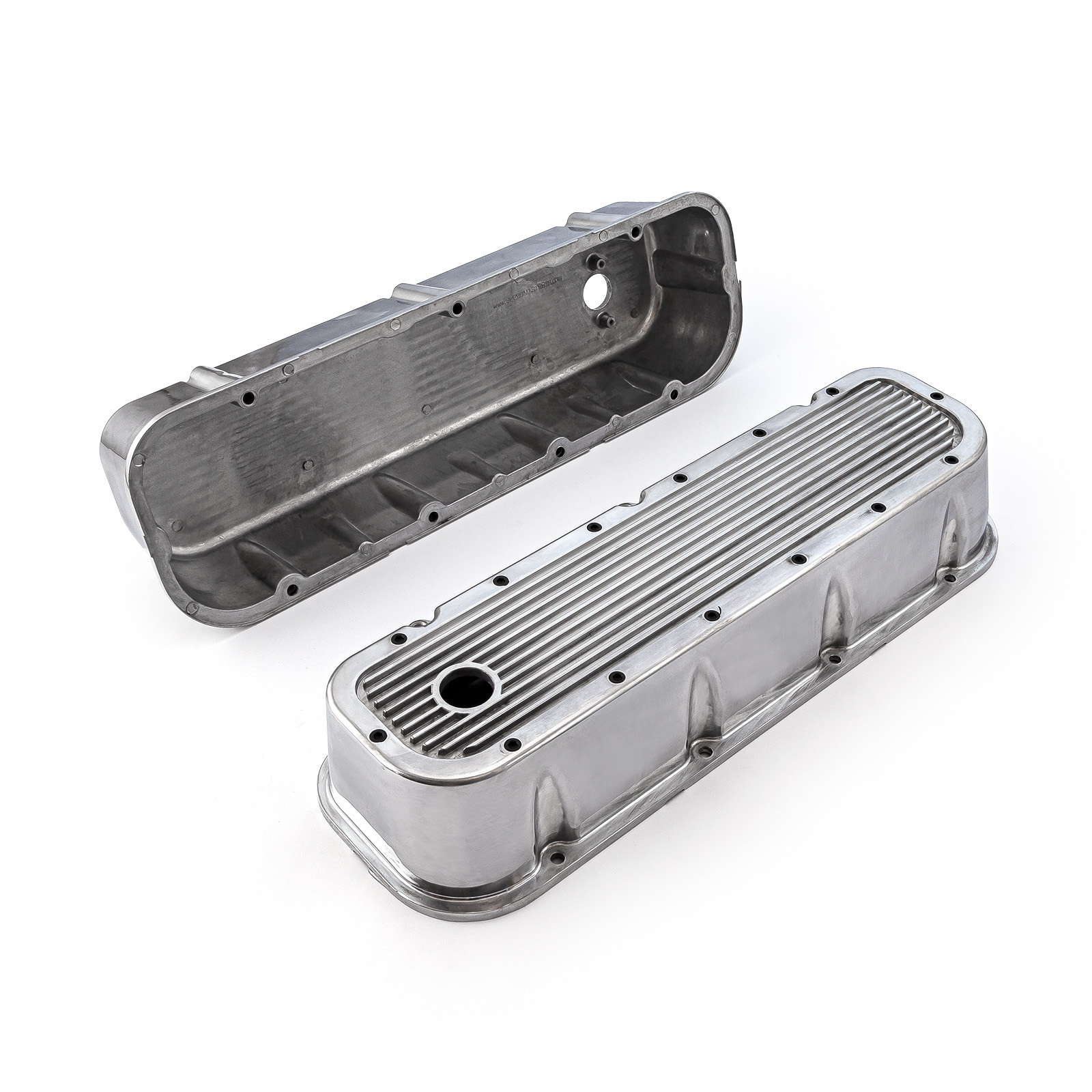 Speedmaster® PCE314.1028.09 Chevy BBC 454 Polished Ribbed Aluminum Valve Covers - Tall w/Hole