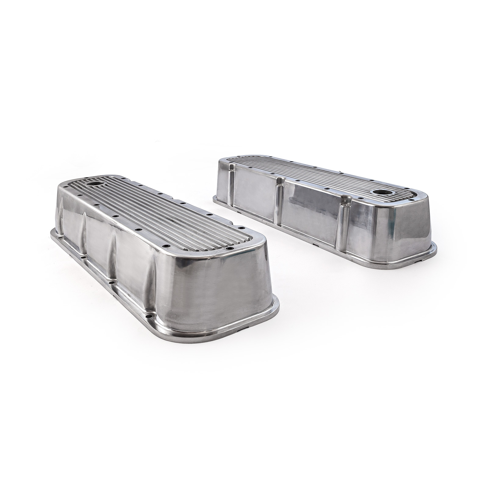 Speedmaster® PCE314.1028.09 Chevy BBC 454 Polished Ribbed Aluminum Valve Covers - Tall w/Hole