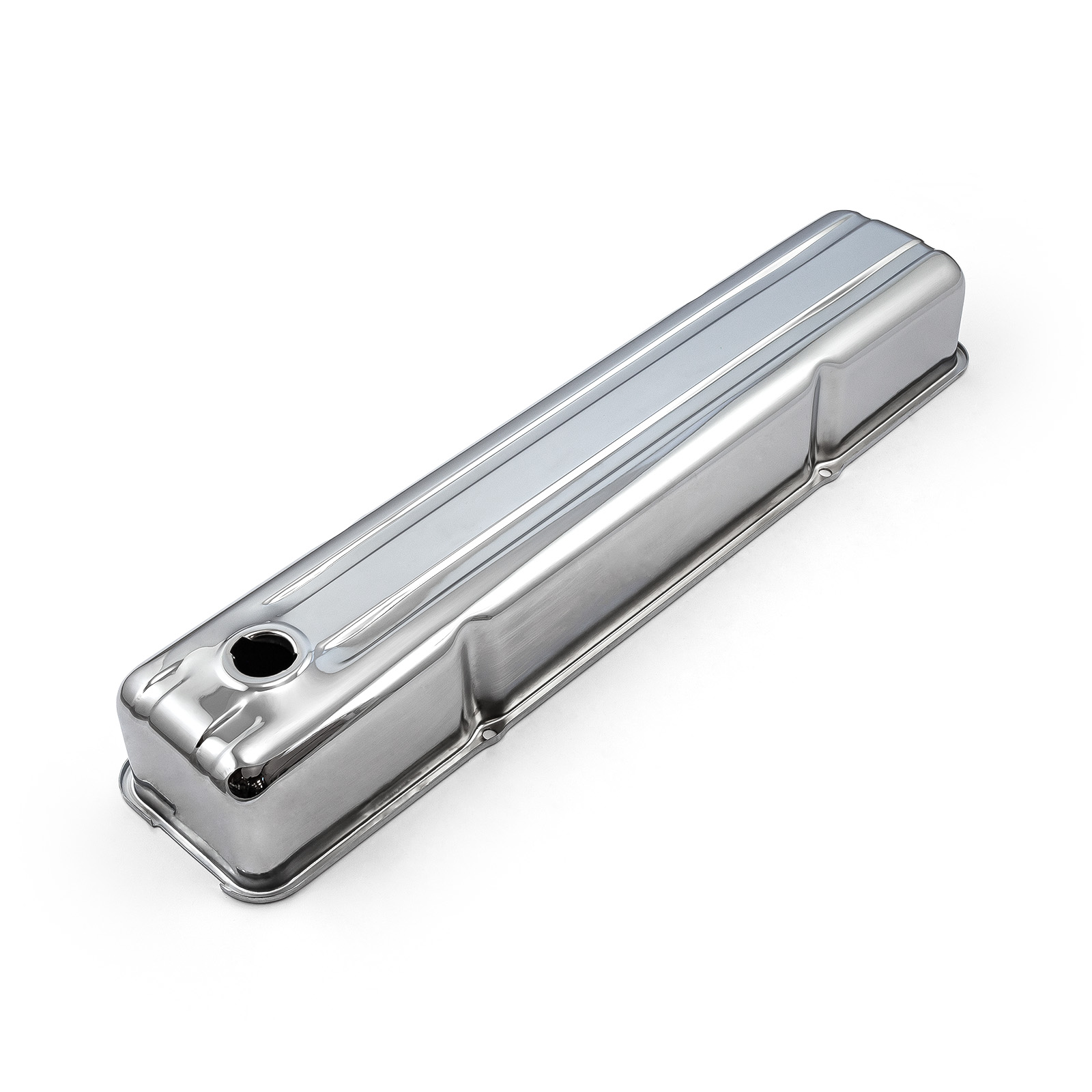 Speedmaster® PCE314.1034 Chevy 235 Inline 6 1950-62 Chrome Steel Valve Cover - 3 7/8" Tall w/ Hole