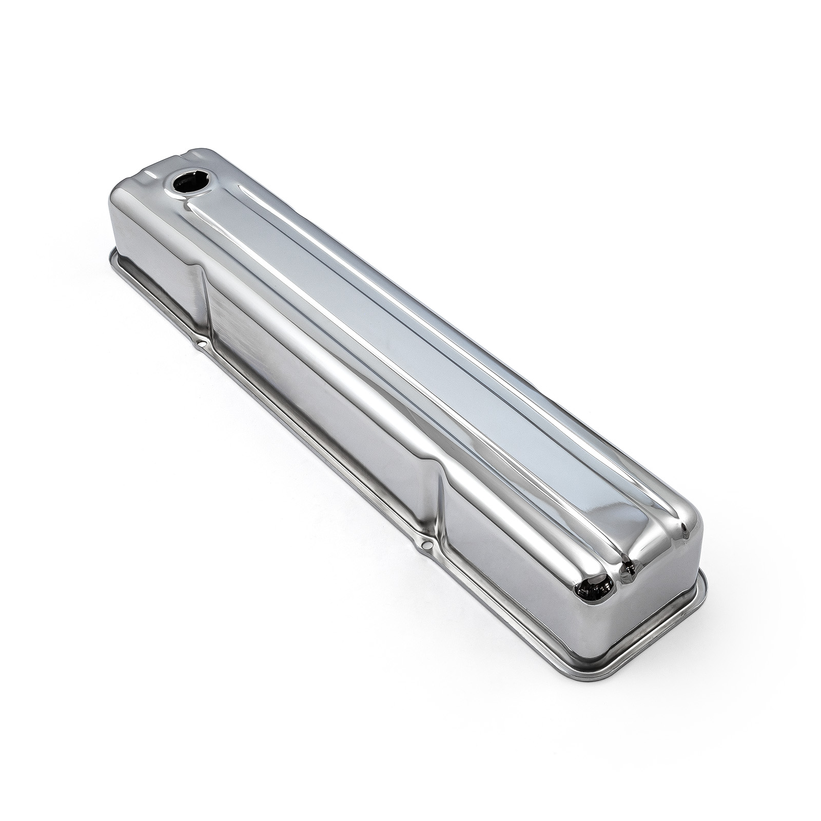 Speedmaster® PCE314.1034 Chevy 235 Inline 6 1950-62 Chrome Steel Valve Cover - 3 7/8" Tall w/ Hole