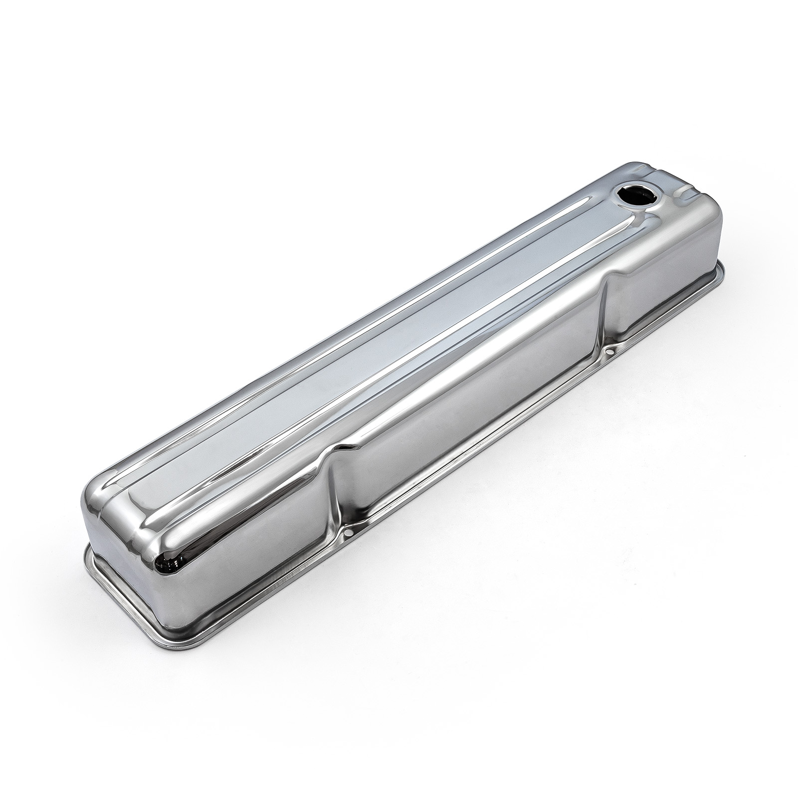 Speedmaster® PCE314.1034 Chevy 235 Inline 6 1950-62 Chrome Steel Valve Cover - 3 7/8" Tall w/ Hole