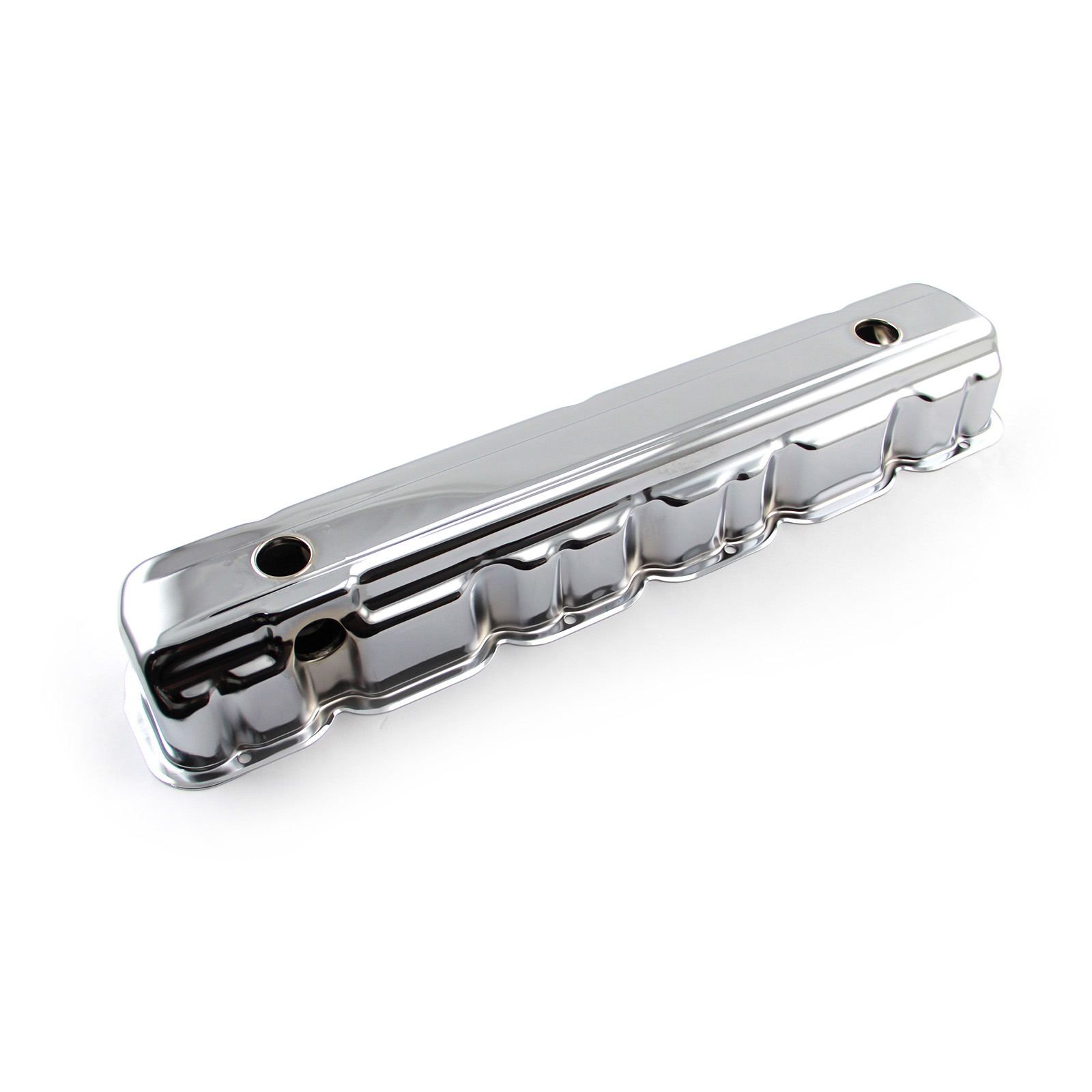 Speedmaster® PCE314.1039 Chevy 194 230 250 293 1962-74 Chrome Steel Valve Cover - Short w/ Baffled Hole