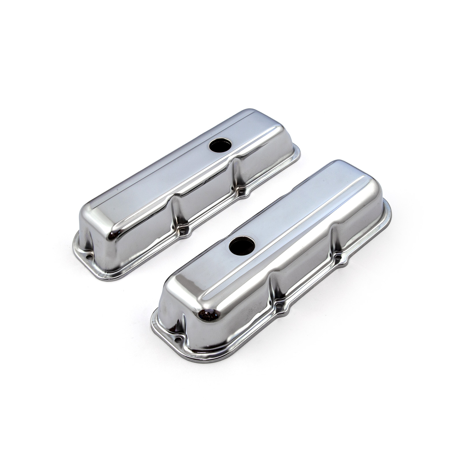 Speedmaster® PCE314.1050 Chevy 173 2.8L V6 Chrome Steel Valve Covers - Short w/ Hole