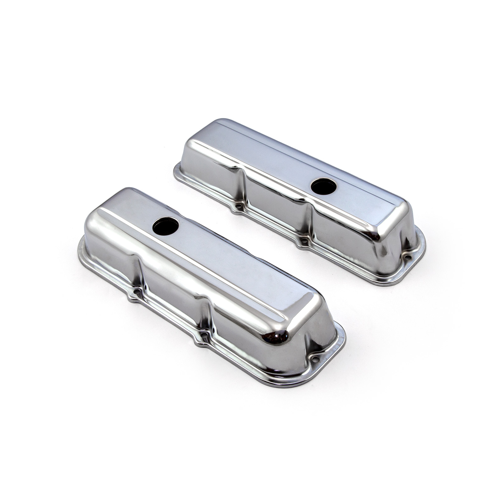 Speedmaster® PCE314.1050 Chevy 173 2.8L V6 Chrome Steel Valve Covers - Short w/ Hole
