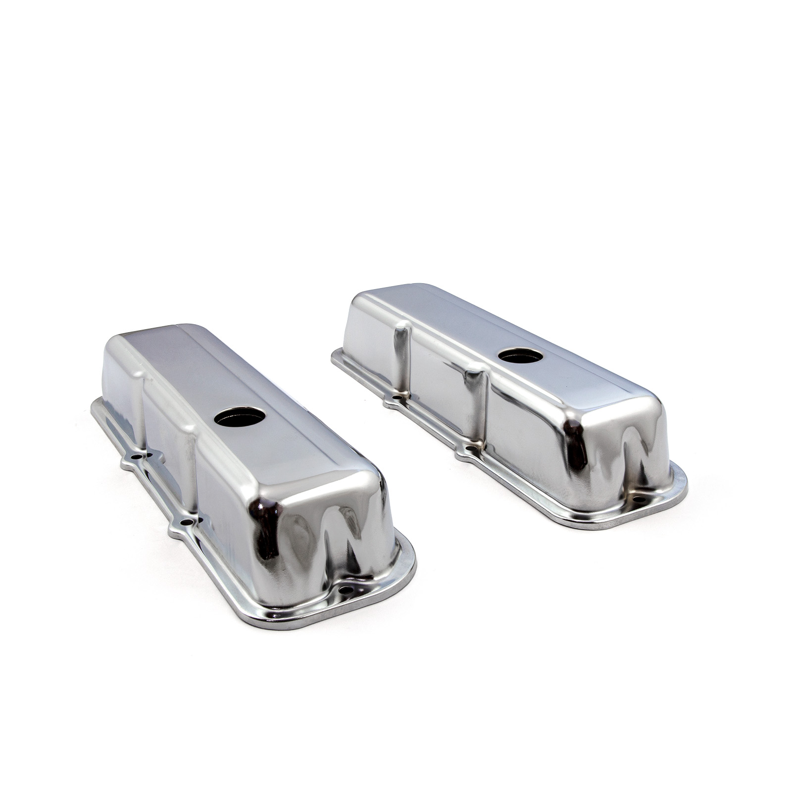 Speedmaster® PCE314.1050 Chevy 173 2.8L V6 Chrome Steel Valve Covers - Short w/ Hole