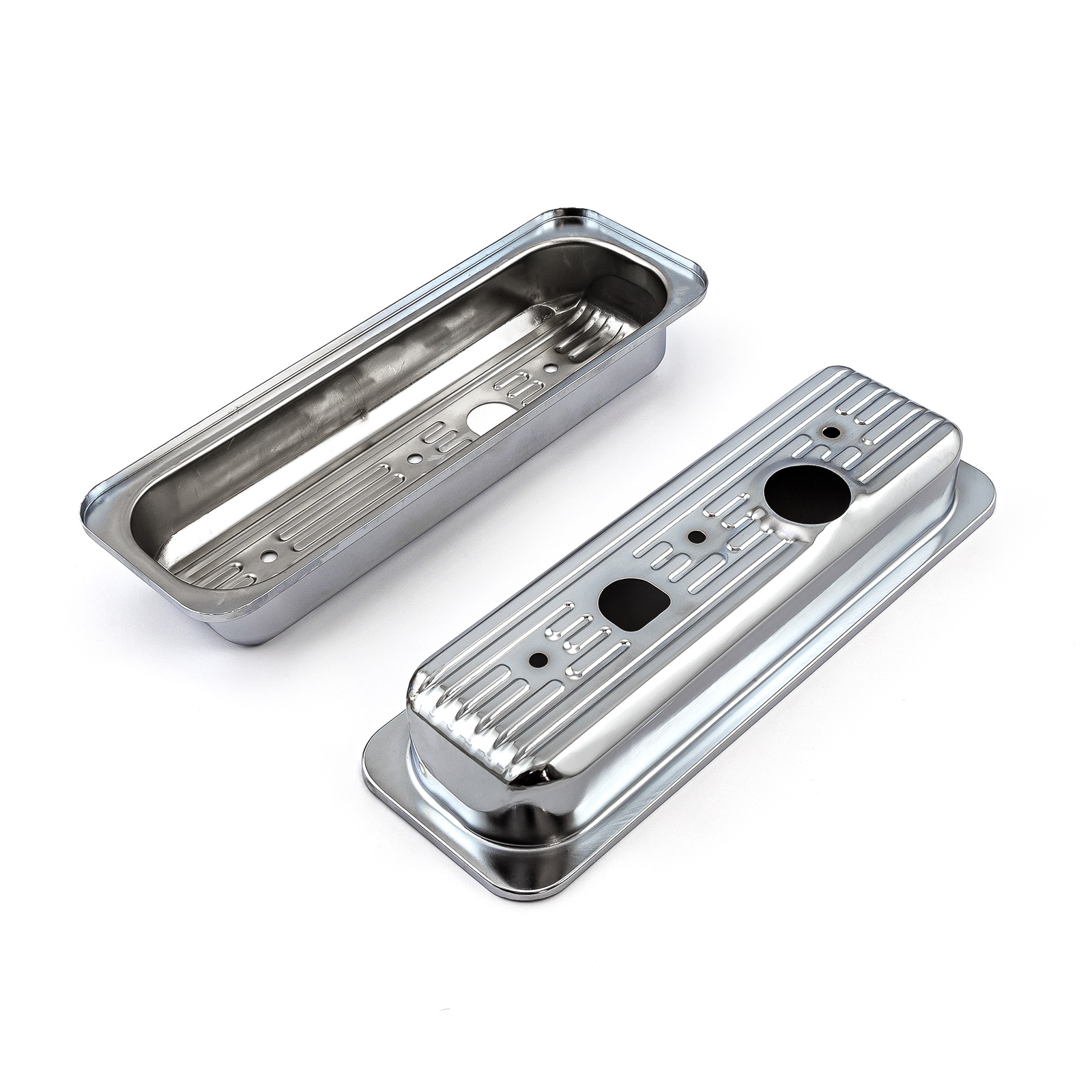 Speedmaster® PCE314.1053 Chevy 262 4.3L V6 Center Bolt Chrome Steel Valve Cover - Short w/ Truck Cap Hole