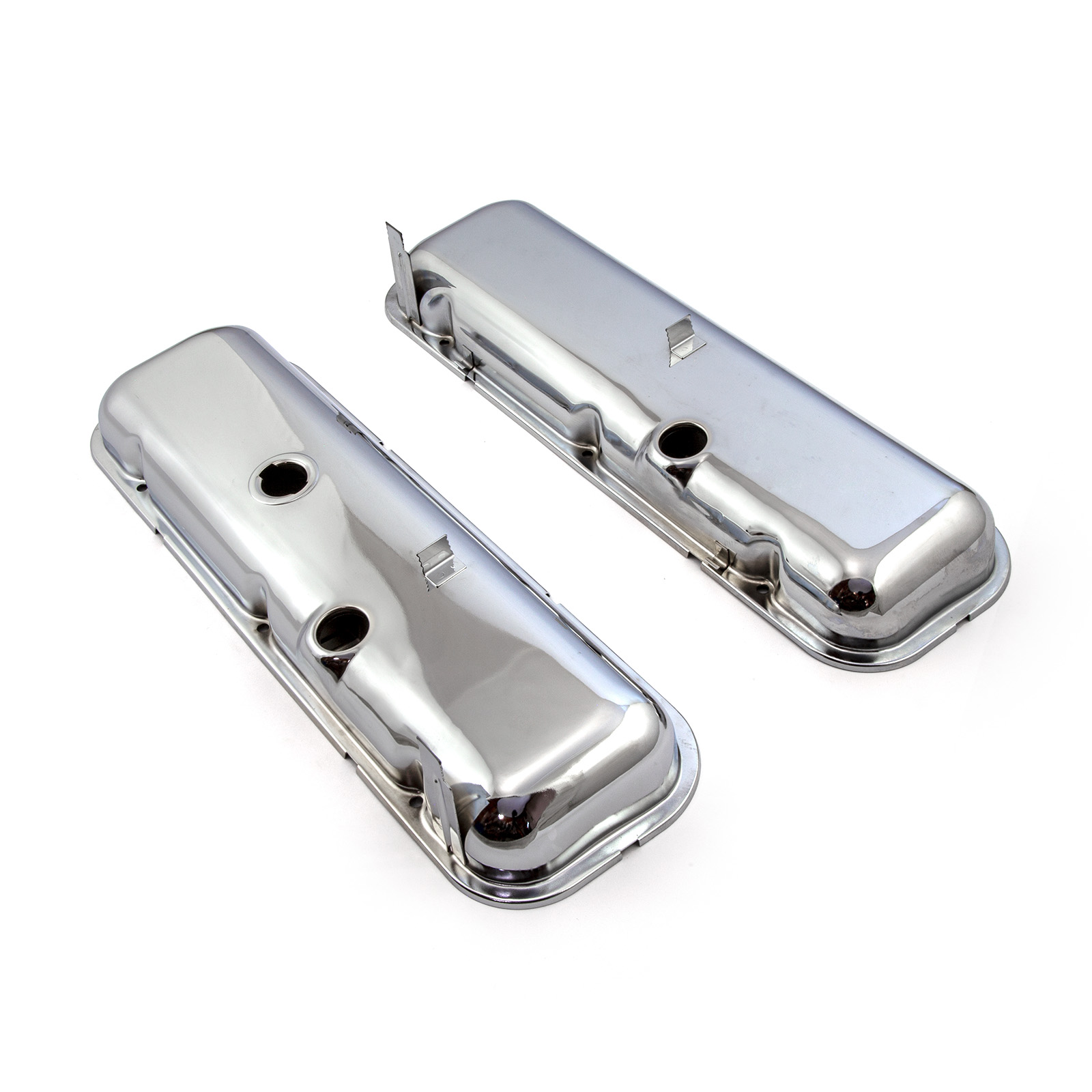 Speedmaster® PCE314.1055 Chevy BBC 454 STD Style Chrome Valve Covers - Short w/ Baffled Hole