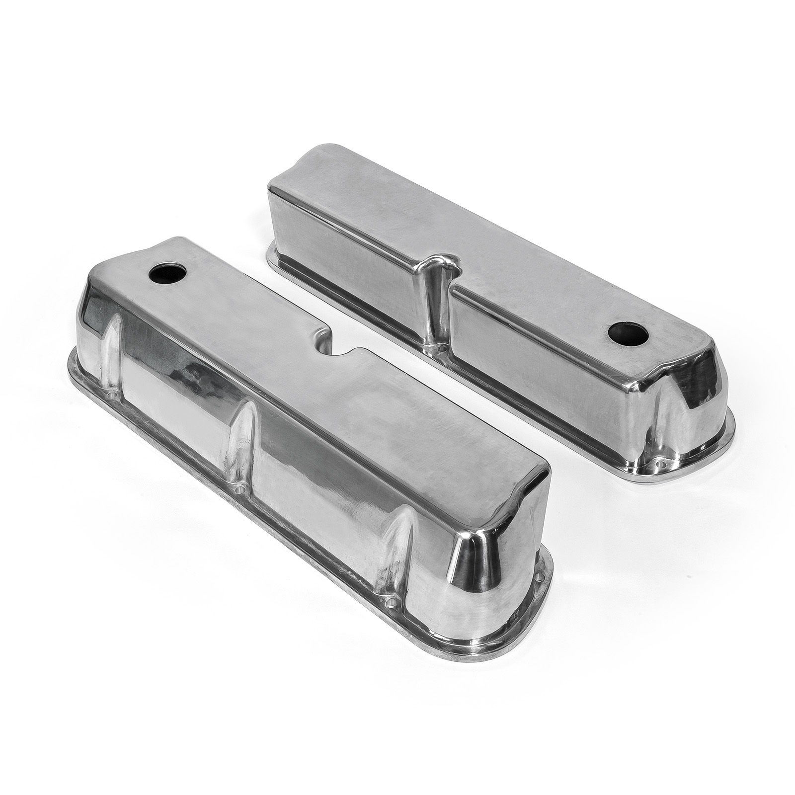 Speedmaster® PCE314.1083.01 Ford SB 289 302 351 Windsor Polished Aluminum Plain Valve Covers - Tall w/ Hole