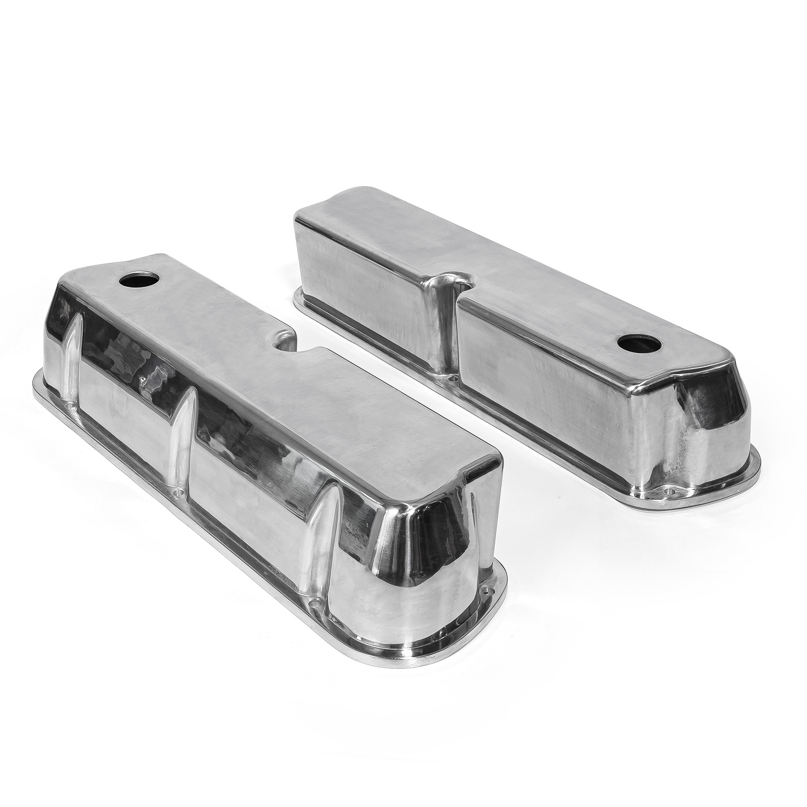 Speedmaster® PCE314.1083.01 Ford SB 289 302 351 Windsor Polished Aluminum Plain Valve Covers - Tall w/ Hole