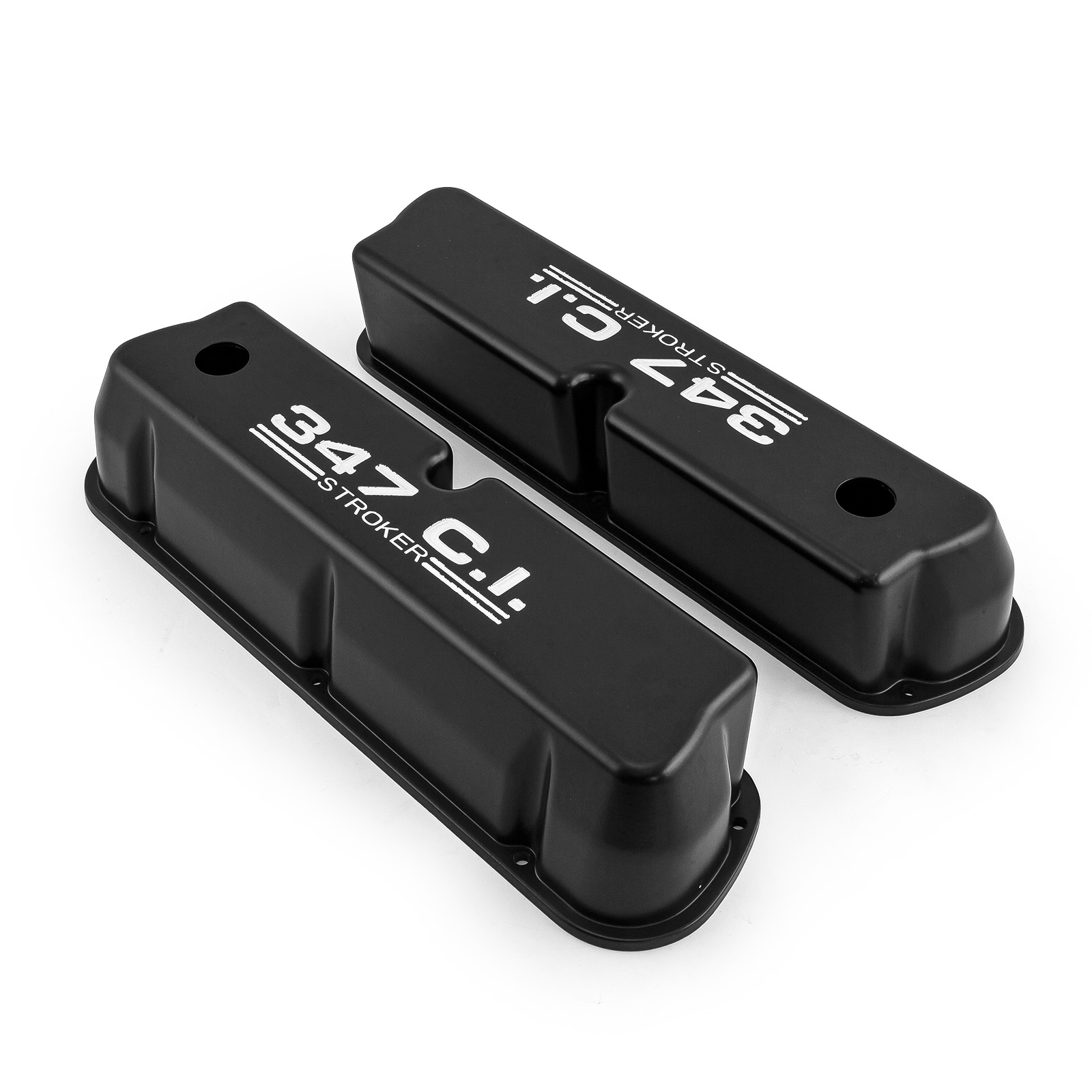 Speedmaster® PCE314.1083.03 Ford SB 289 302 351 Windsor "347ci." Black Aluminum Valve Covers Tall w/Hole