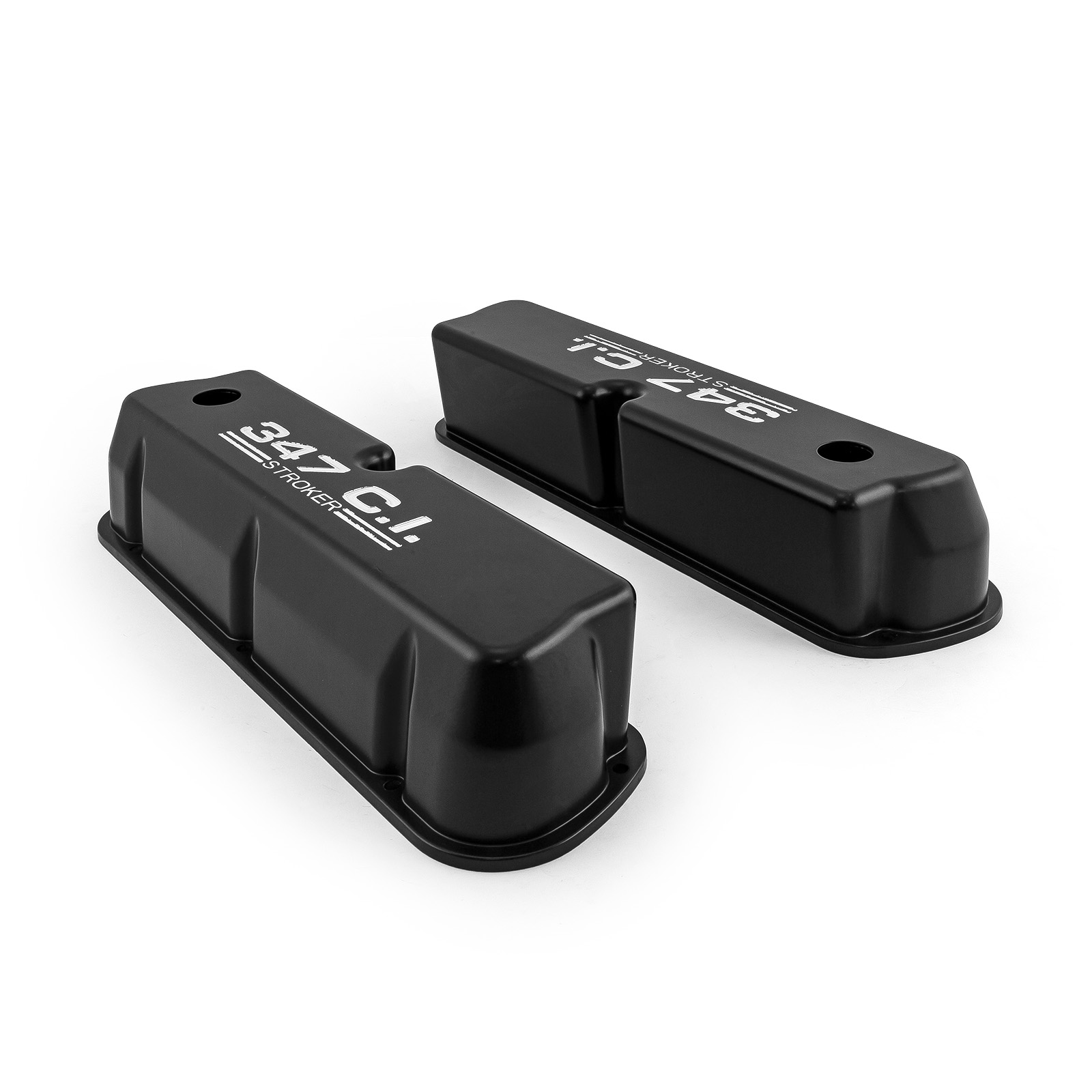 Speedmaster® PCE314.1083.03 Ford SB 289 302 351 Windsor "347ci." Black Aluminum Valve Covers Tall w/Hole
