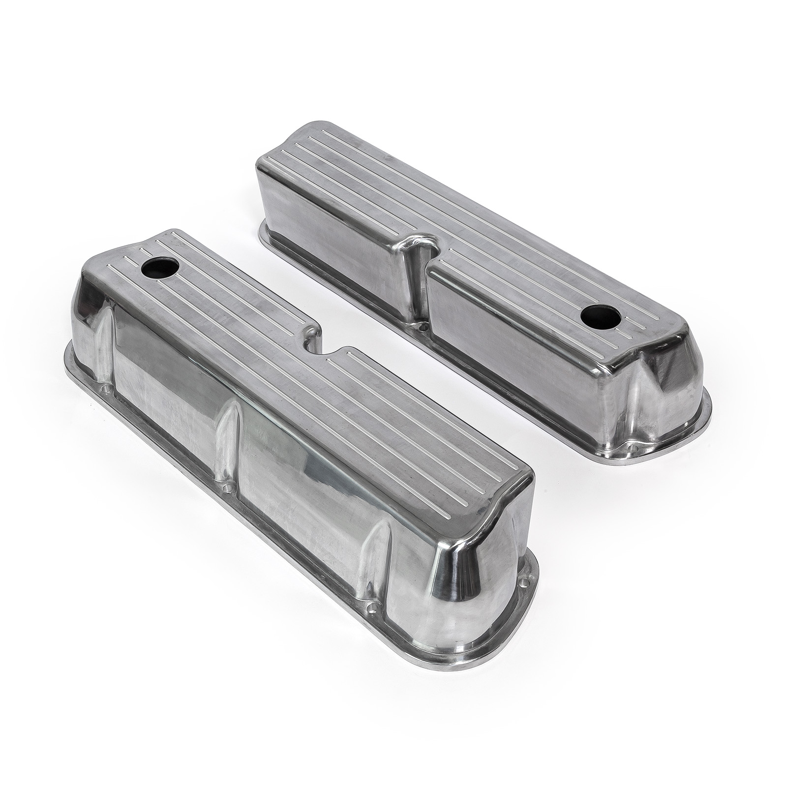 Speedmaster® PCE314.1083.10 Ford SB 289 302 351 Windsor Polished Alum. Ball Milled Valve Covers Tall w/Hole