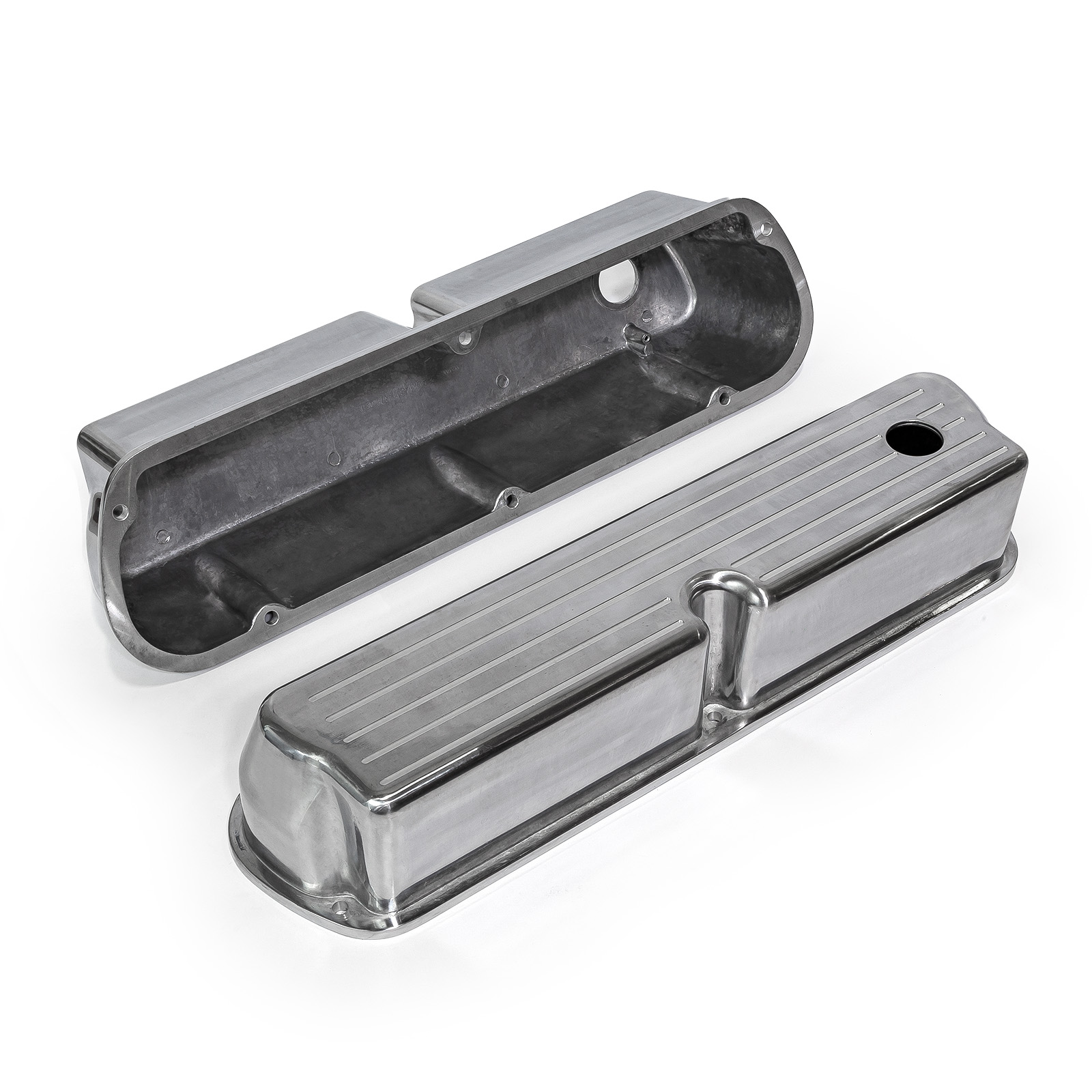 Speedmaster® PCE314.1083.10 Ford SB 289 302 351 Windsor Polished Alum. Ball Milled Valve Covers Tall w/Hole