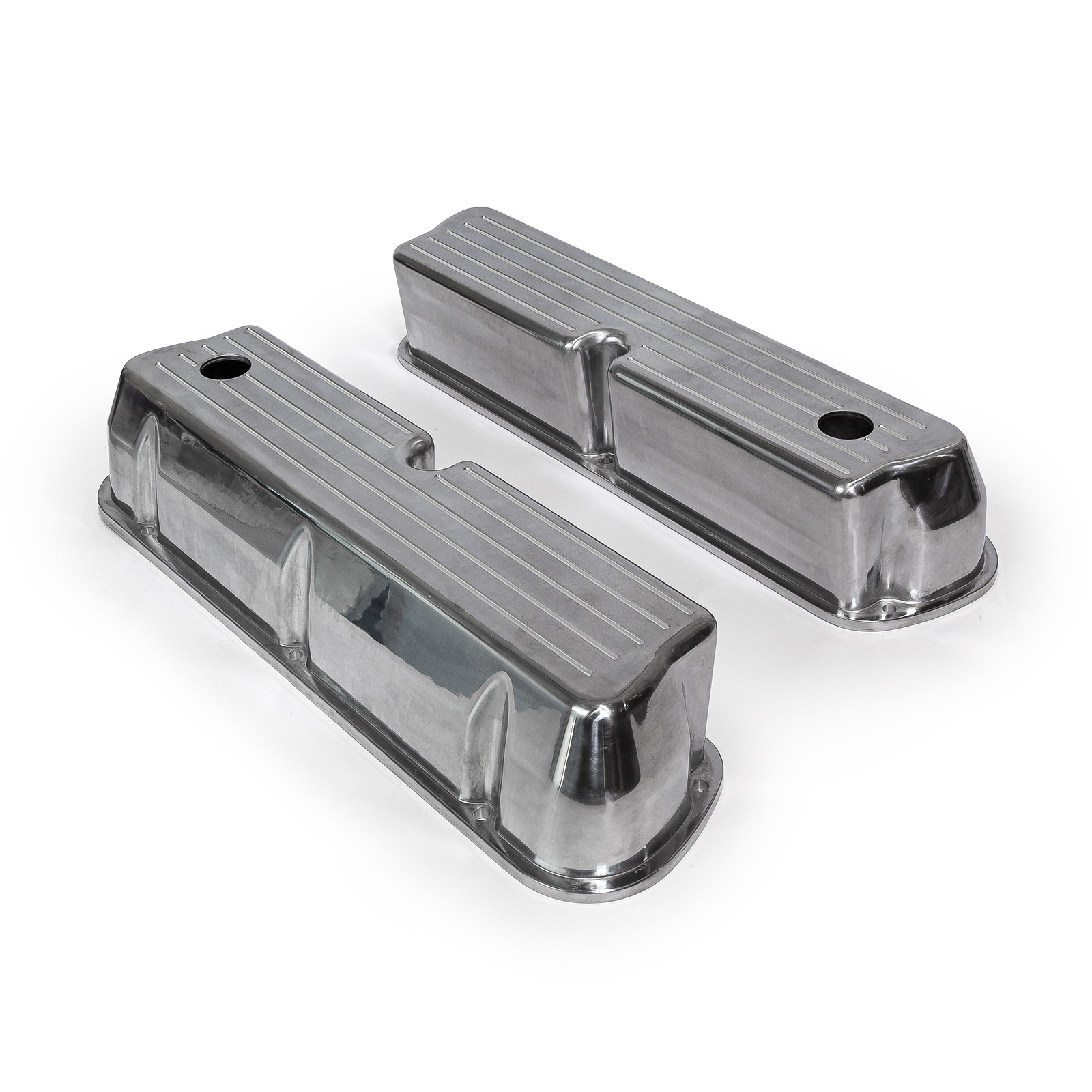 Speedmaster® PCE314.1083.10 Ford SB 289 302 351 Windsor Polished Alum. Ball Milled Valve Covers Tall w/Hole