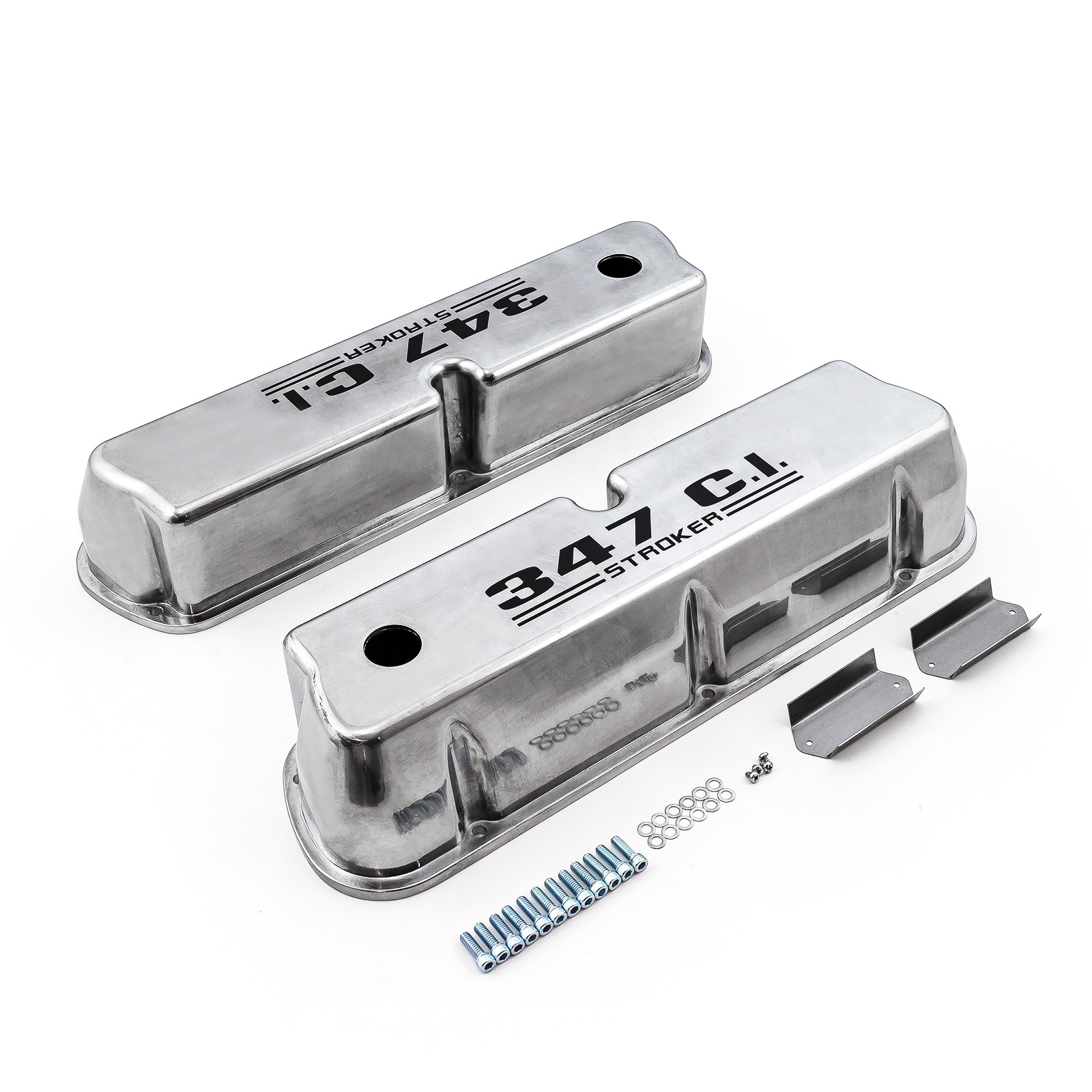 Speedmaster® PCE314.1083.14 Ford SB 289 302 351w Polished Aluminum 347 Stroker Black Letter Valve Covers