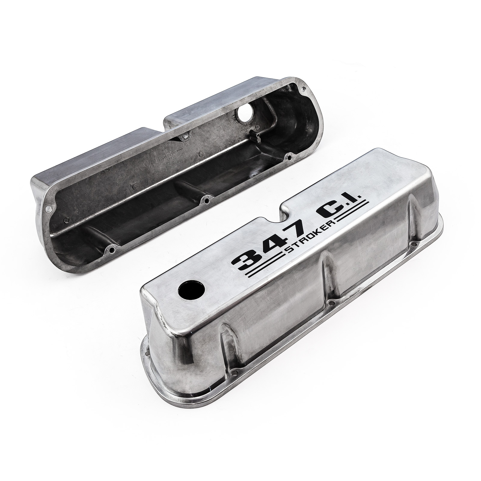 Speedmaster® PCE314.1083.14 Ford SB 289 302 351w Polished Aluminum 347 Stroker Black Letter Valve Covers