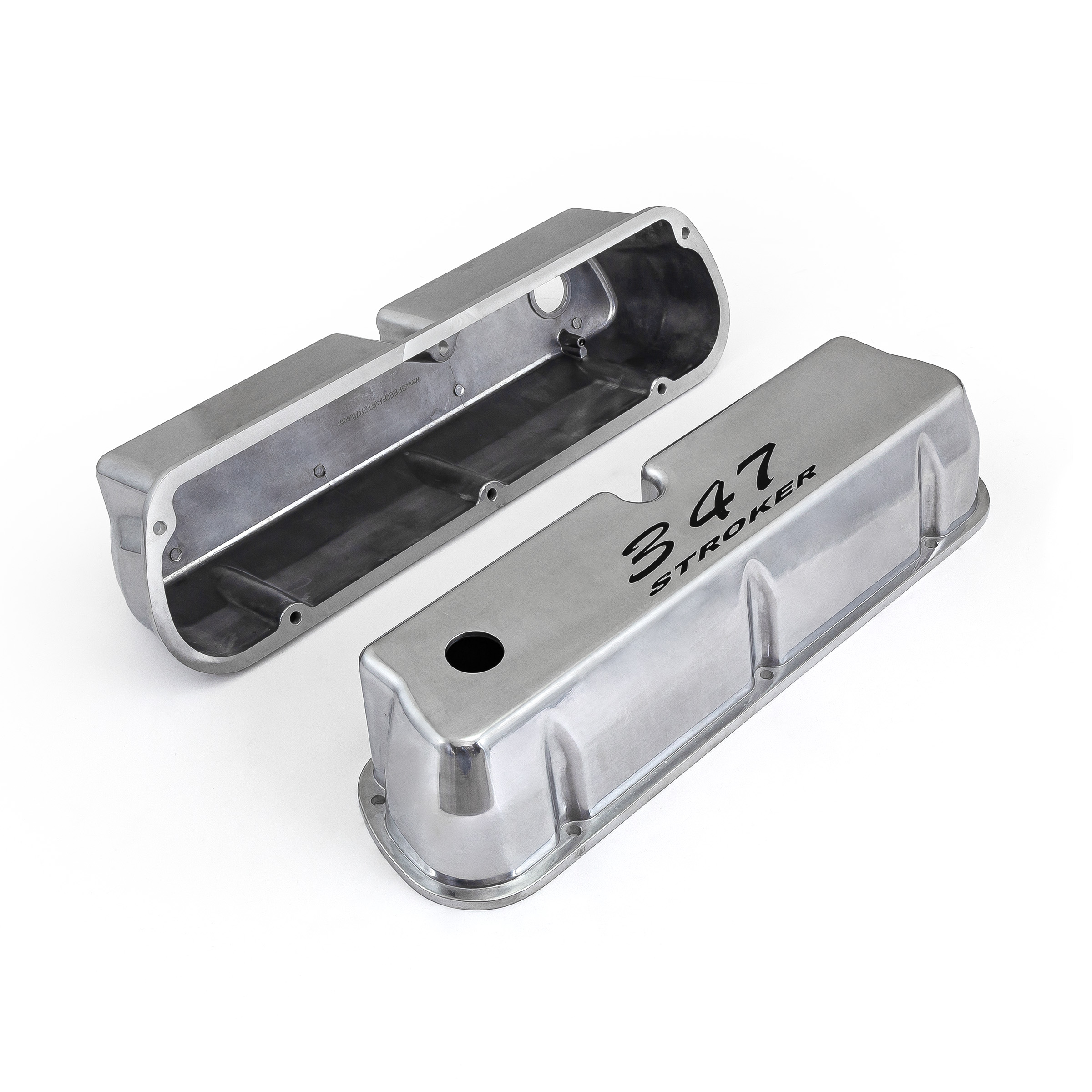 Speedmaster® PCE314.1083.18 Ford SB 289 302 351w Polished Aluminum 347 Stroker Black Letter Valve Covers