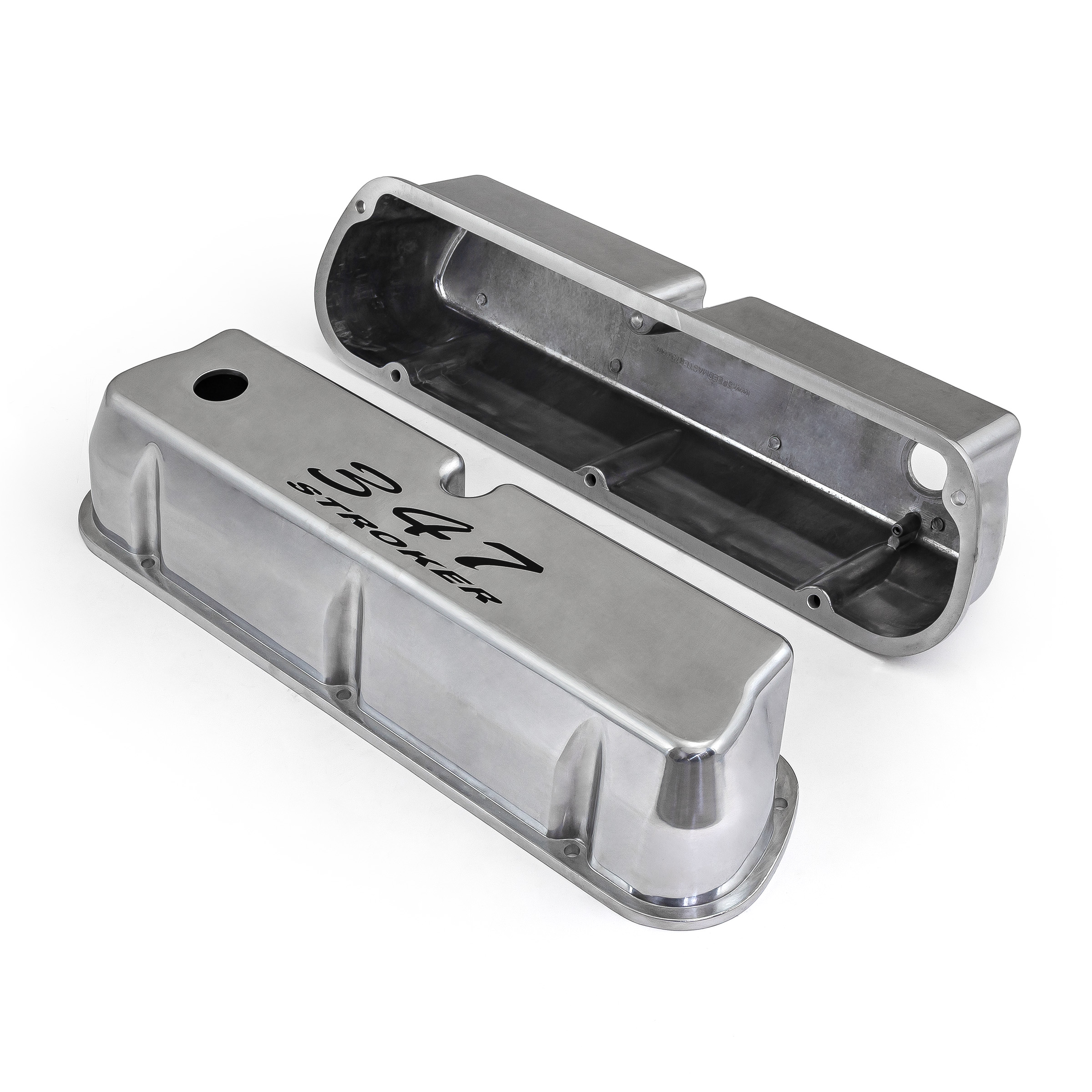 Speedmaster® PCE314.1083.18 Ford SB 289 302 351w Polished Aluminum 347 Stroker Black Letter Valve Covers